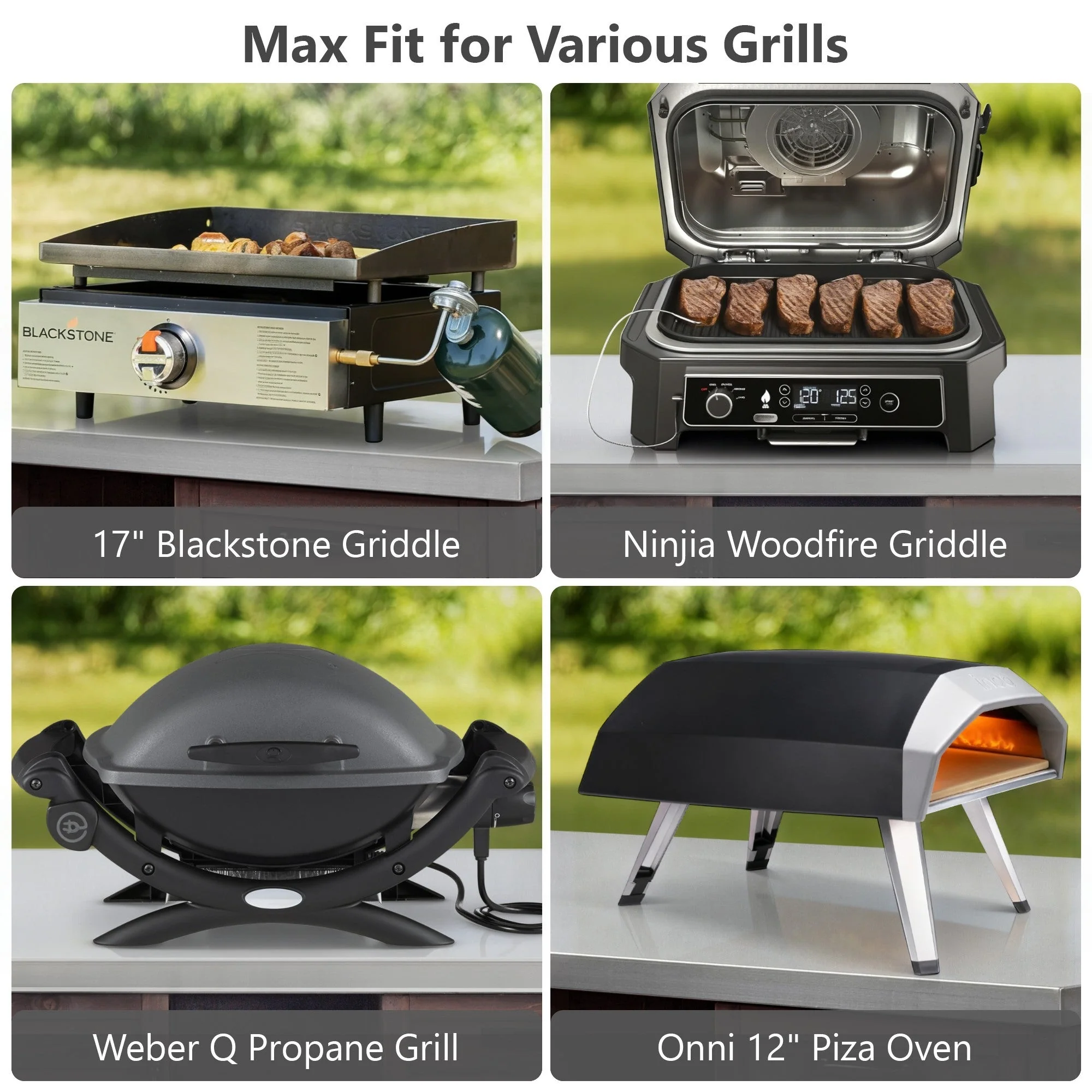 K&K 78.3' Outdoor Kitchen Island with Foldable Grill Table - Image 8