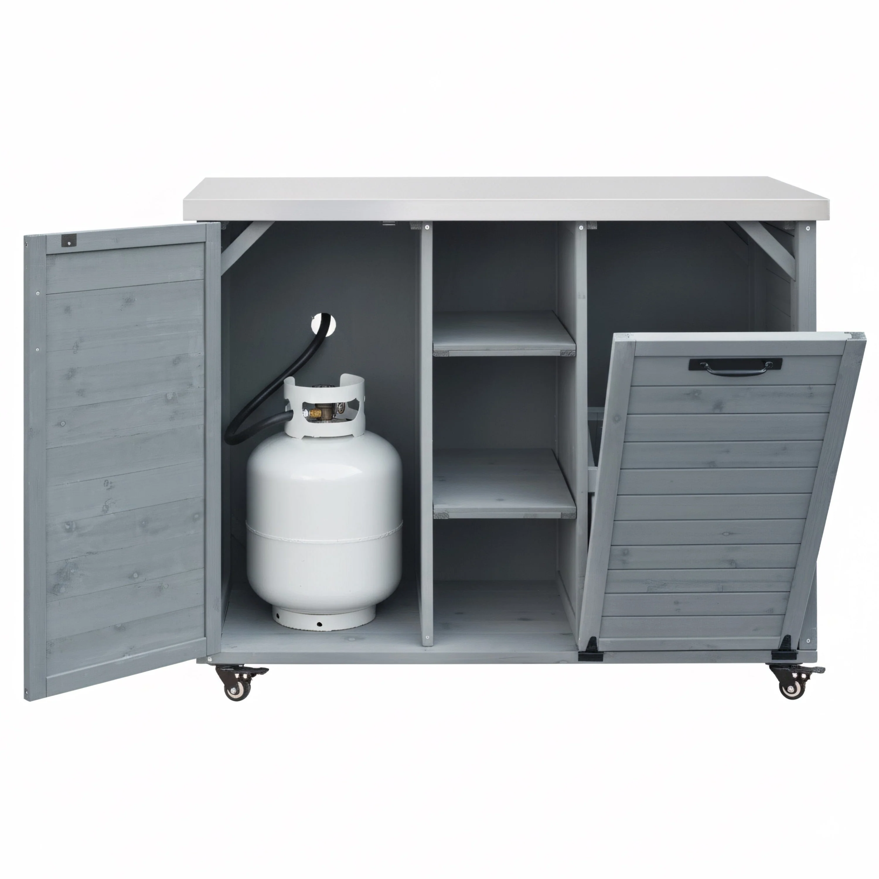 K&K 78.3' Outdoor Kitchen Island with Foldable Grill Table - Image 15