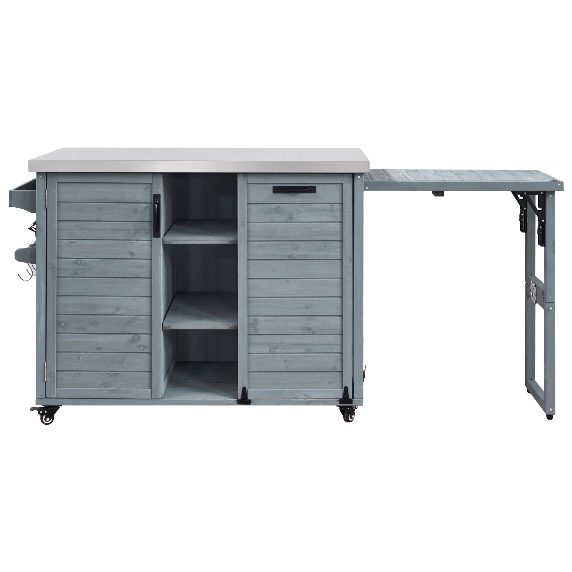 K&K 78.3' Outdoor Kitchen Island with Foldable Grill Table - Image 16
