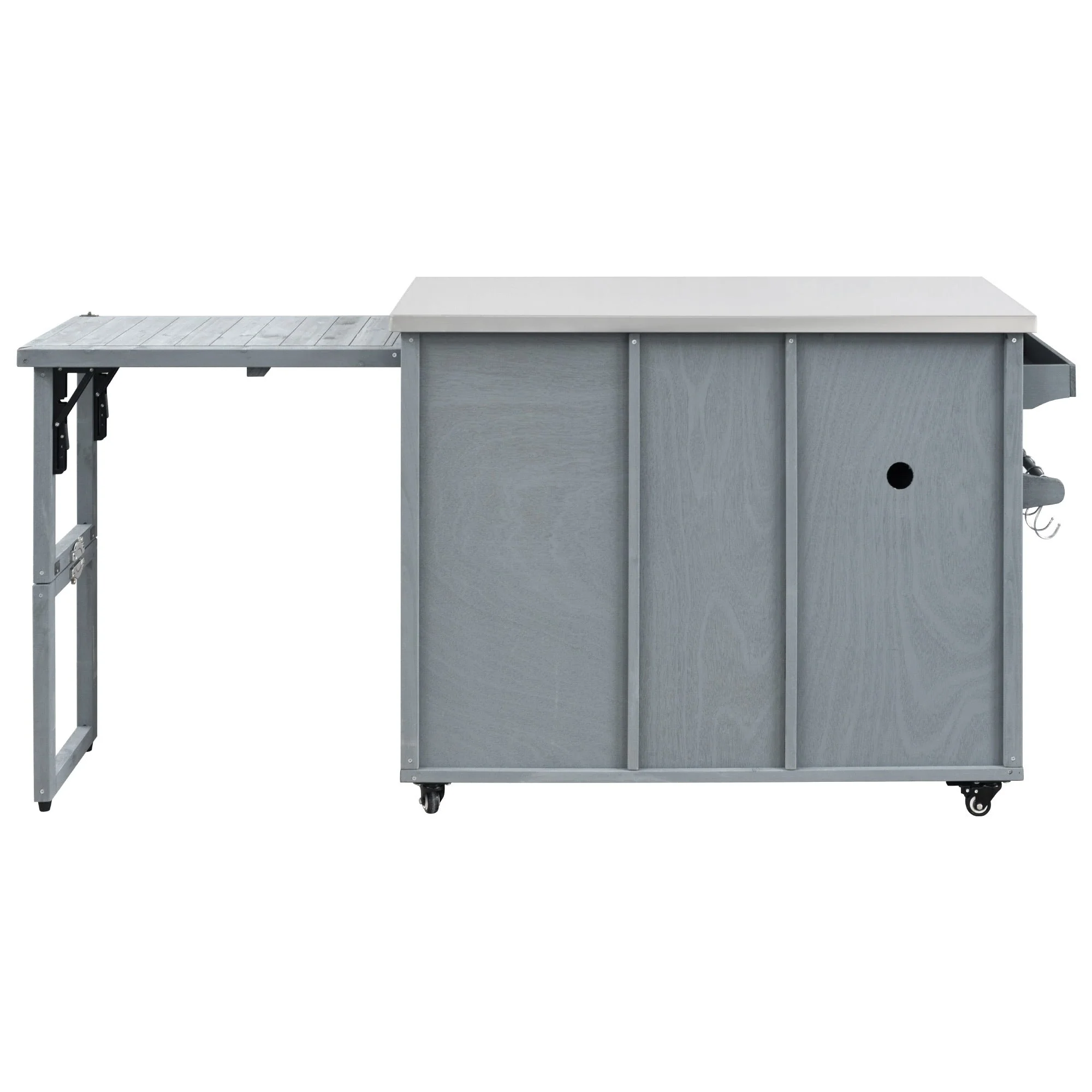 K&K 78.3' Outdoor Kitchen Island with Foldable Grill Table - Image 17