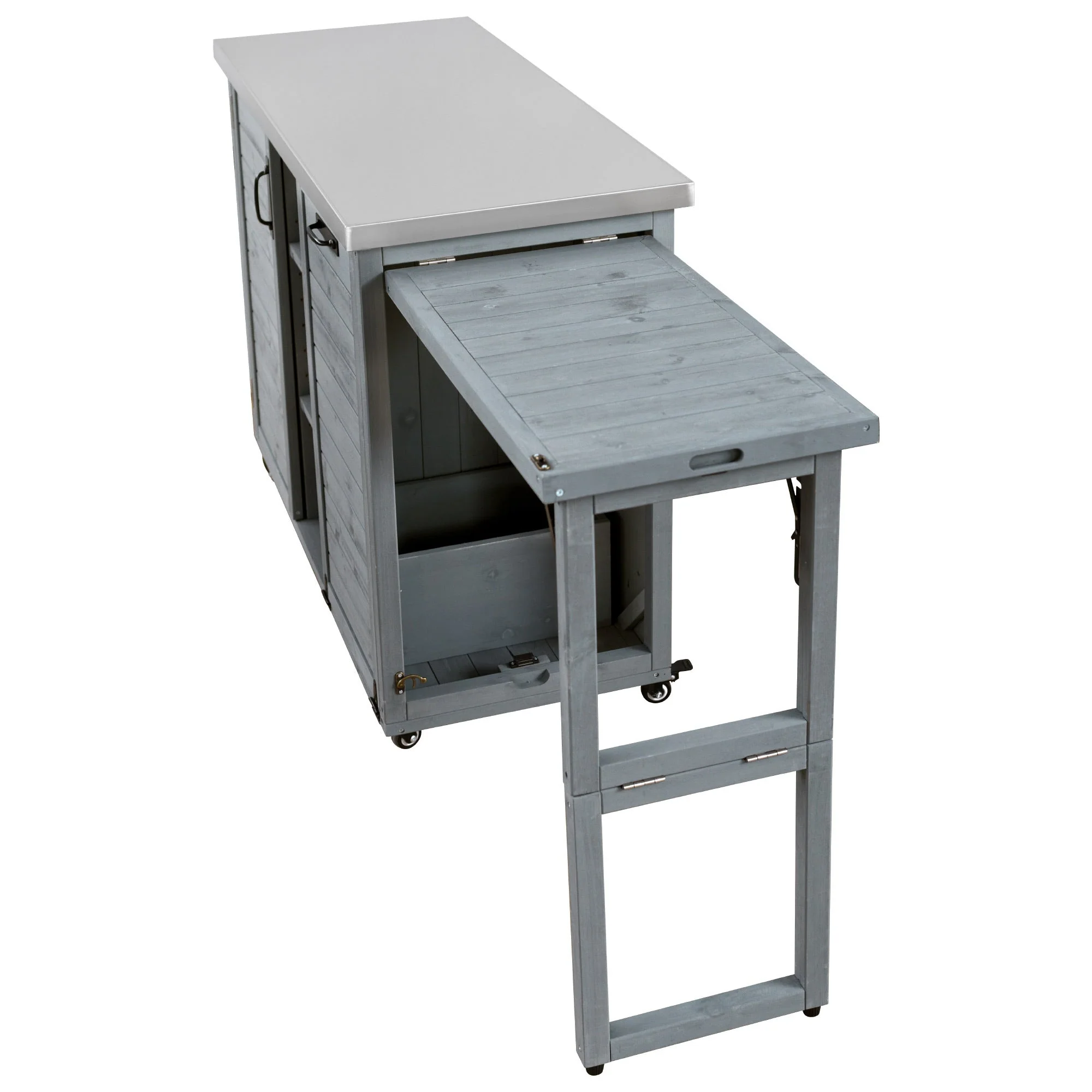 K&K 78.3' Outdoor Kitchen Island with Foldable Grill Table - Image 18