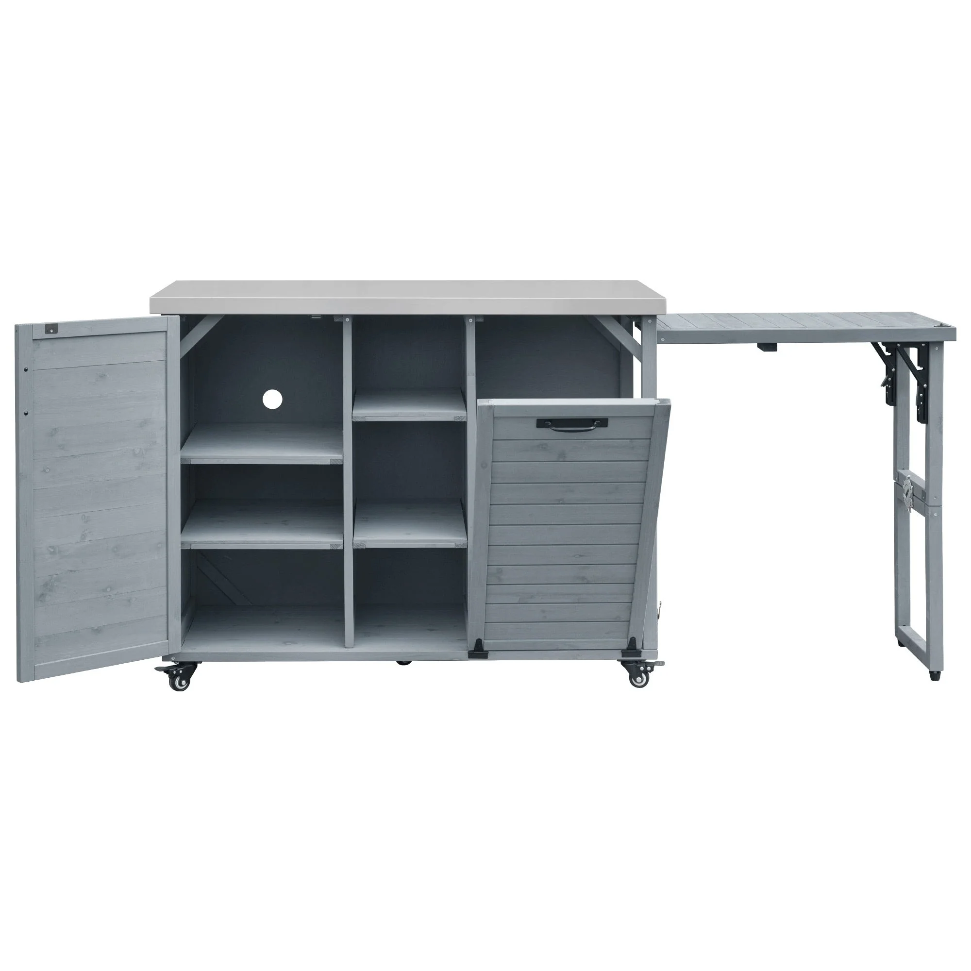 K&K 78.3' Outdoor Kitchen Island with Foldable Grill Table - Image 41