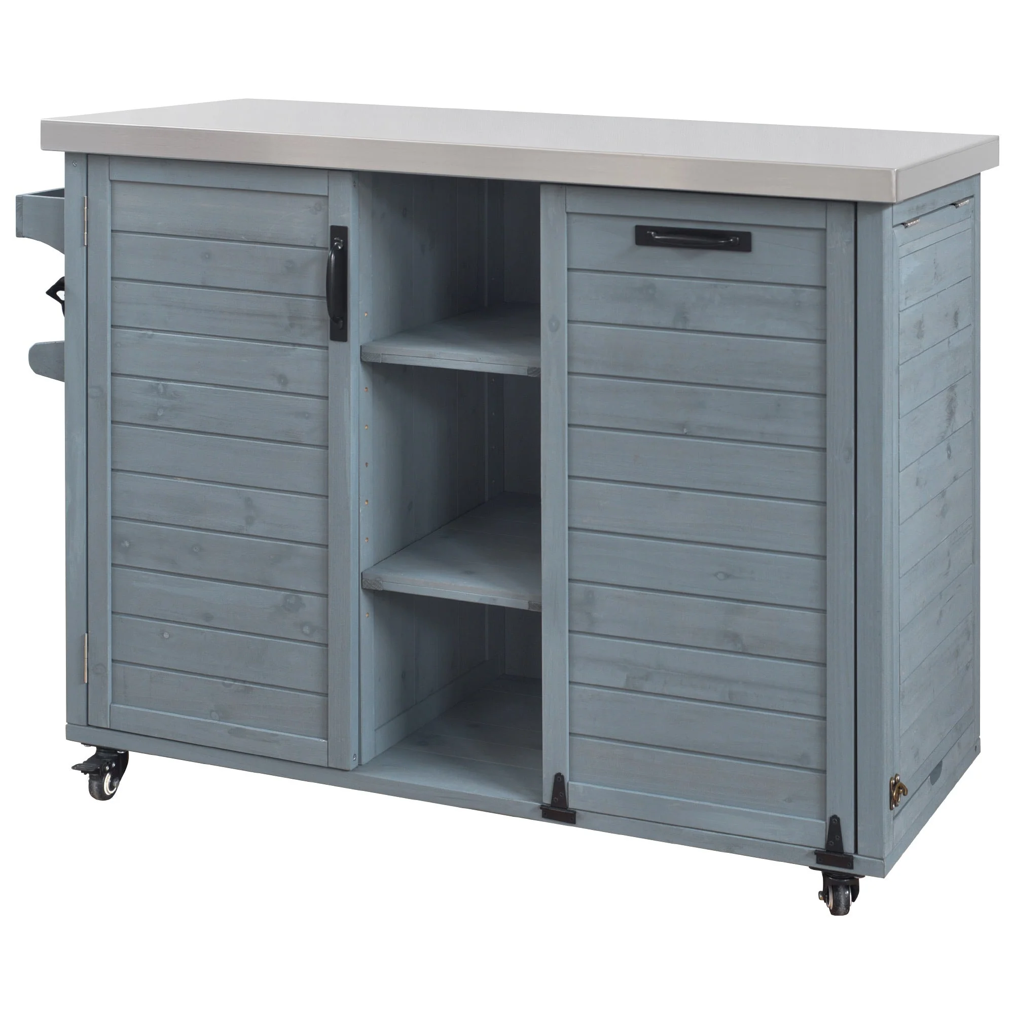 K&K 78.3' Outdoor Kitchen Island with Foldable Grill Table - Image 42