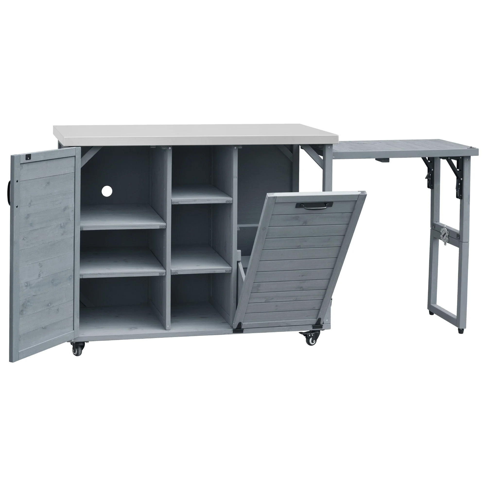 K&K 78.3' Outdoor Kitchen Island with Foldable Grill Table - Image 48