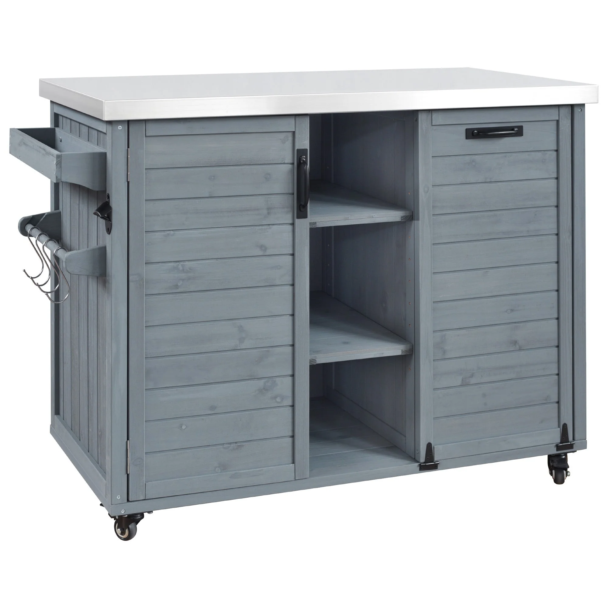 K&K 78.3' Outdoor Kitchen Island with Foldable Grill Table - Image 50