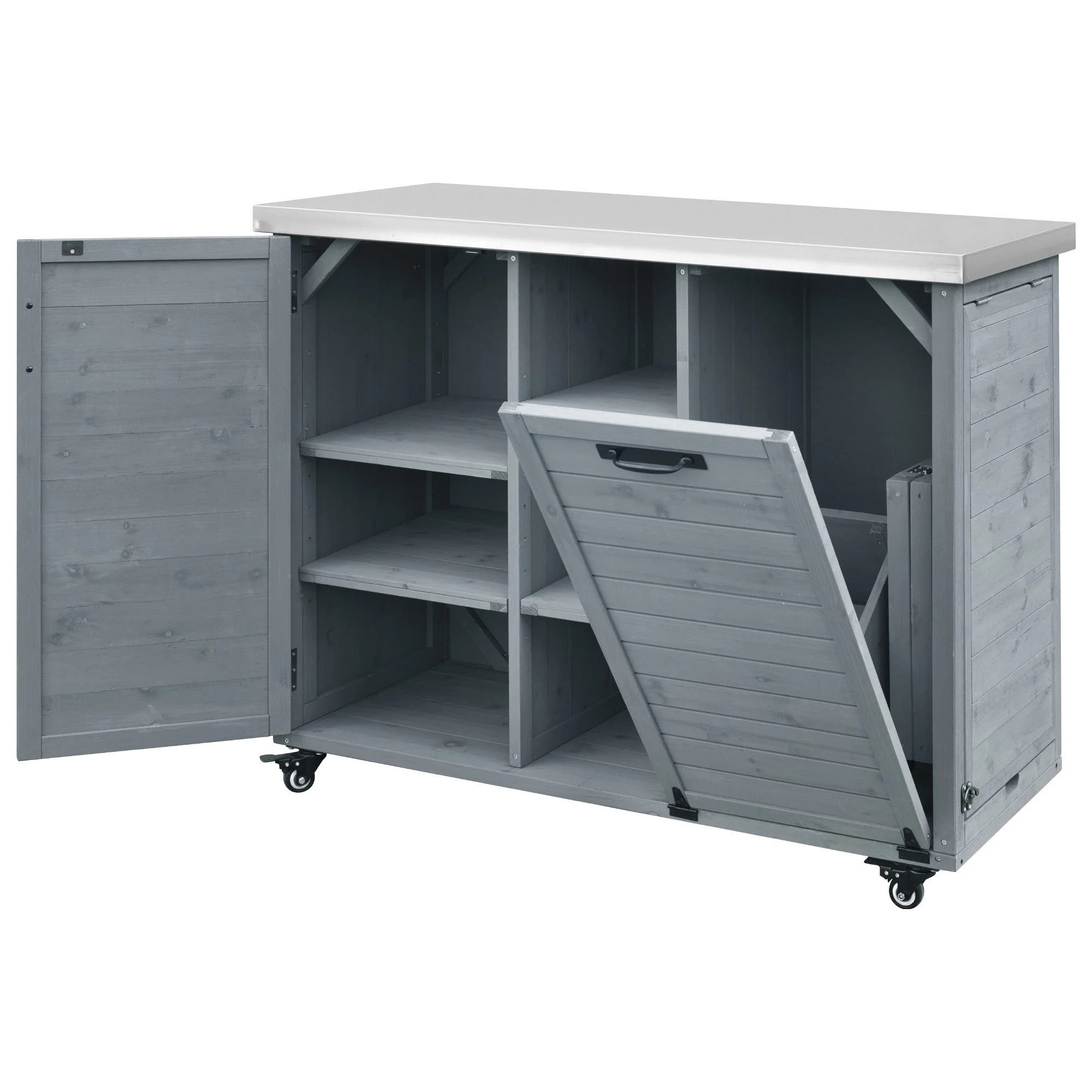 K&K 78.3' Outdoor Kitchen Island with Foldable Grill Table - Image 52