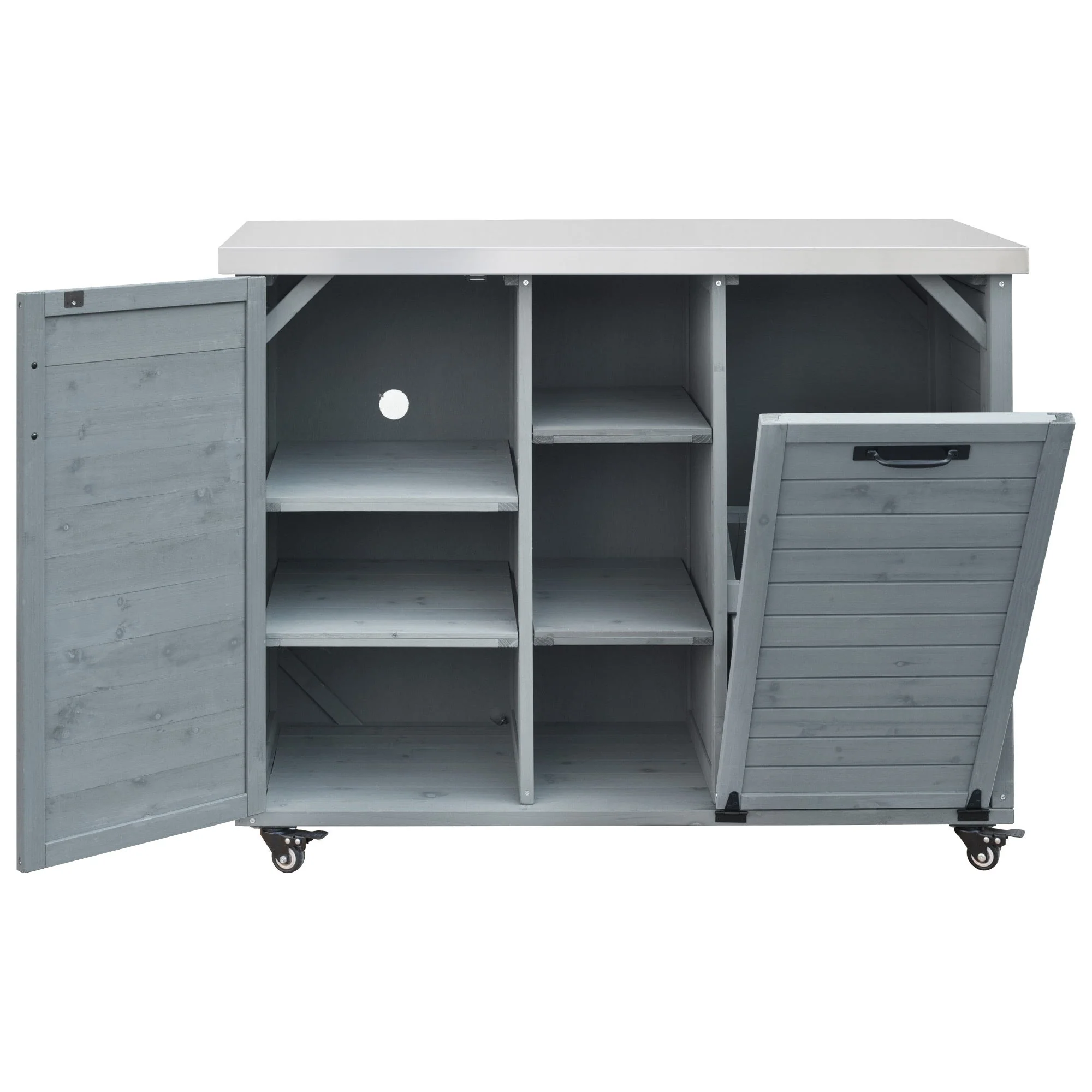 K&K 78.3' Outdoor Kitchen Island with Foldable Grill Table - Image 54