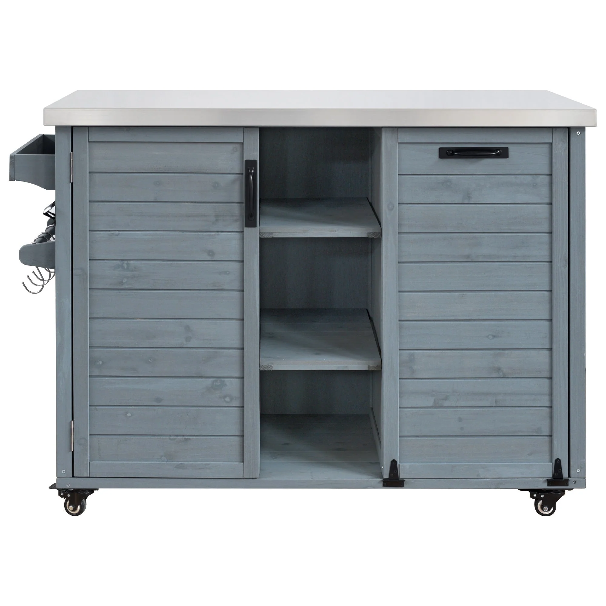 K&K 78.3' Outdoor Kitchen Island with Foldable Grill Table - Image 58