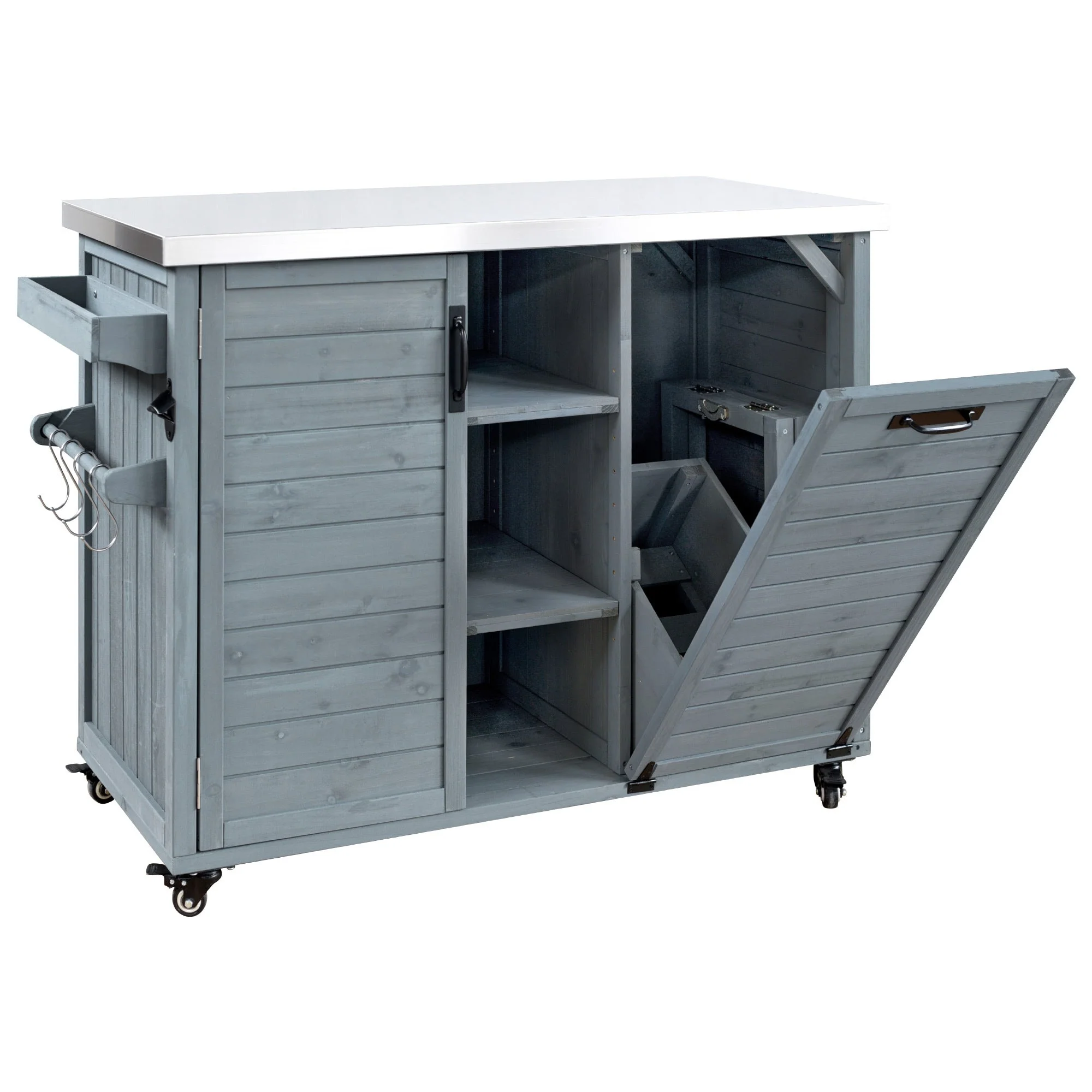 K&K 78.3' Outdoor Kitchen Island with Foldable Grill Table - Image 59