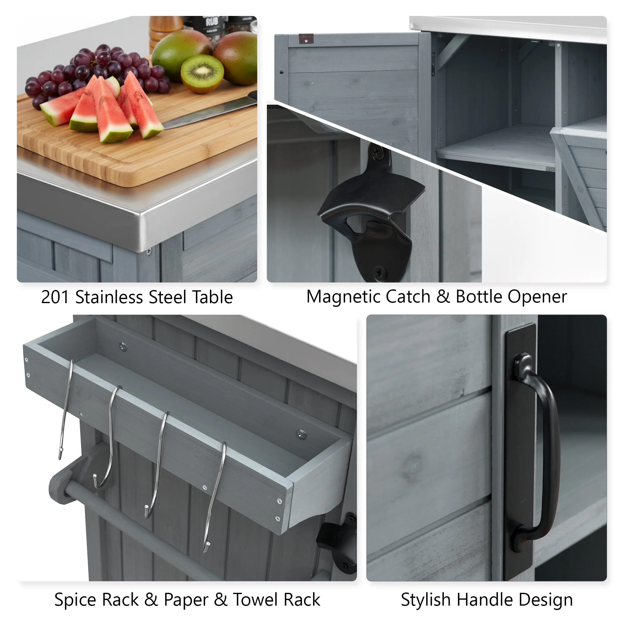 K&K 78.3' Outdoor Kitchen Island with Foldable Grill Table - Image 6