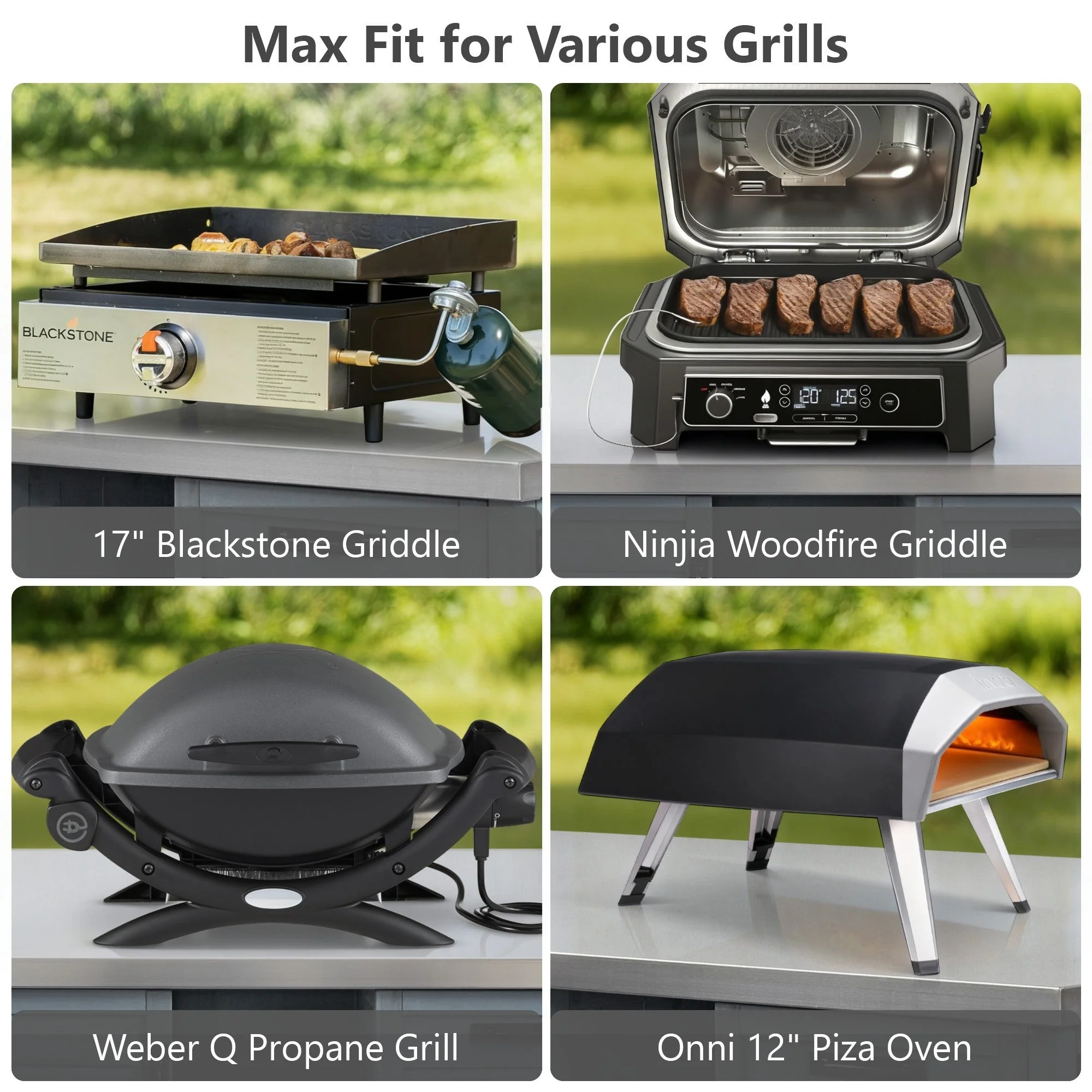 K&K 78.3' Outdoor Kitchen Island with Foldable Grill Table - Image 8