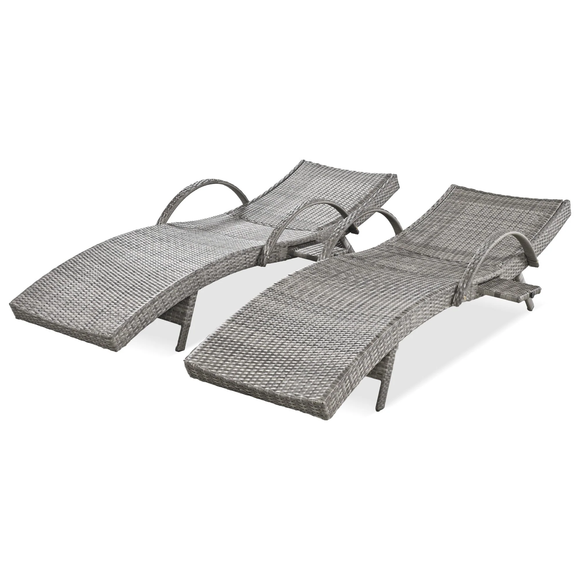 K&K 80'' Outdoor Wicker Chaise Lounge Chairs Set of 2 - Image 11
