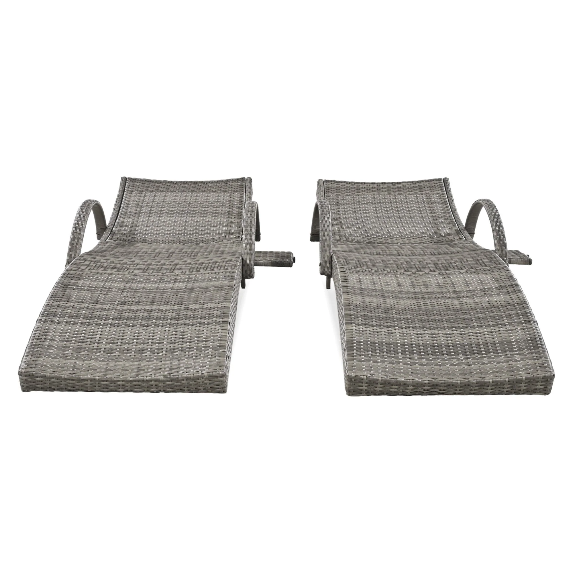 K&K 80'' Outdoor Wicker Chaise Lounge Chairs Set of 2 - Image 12