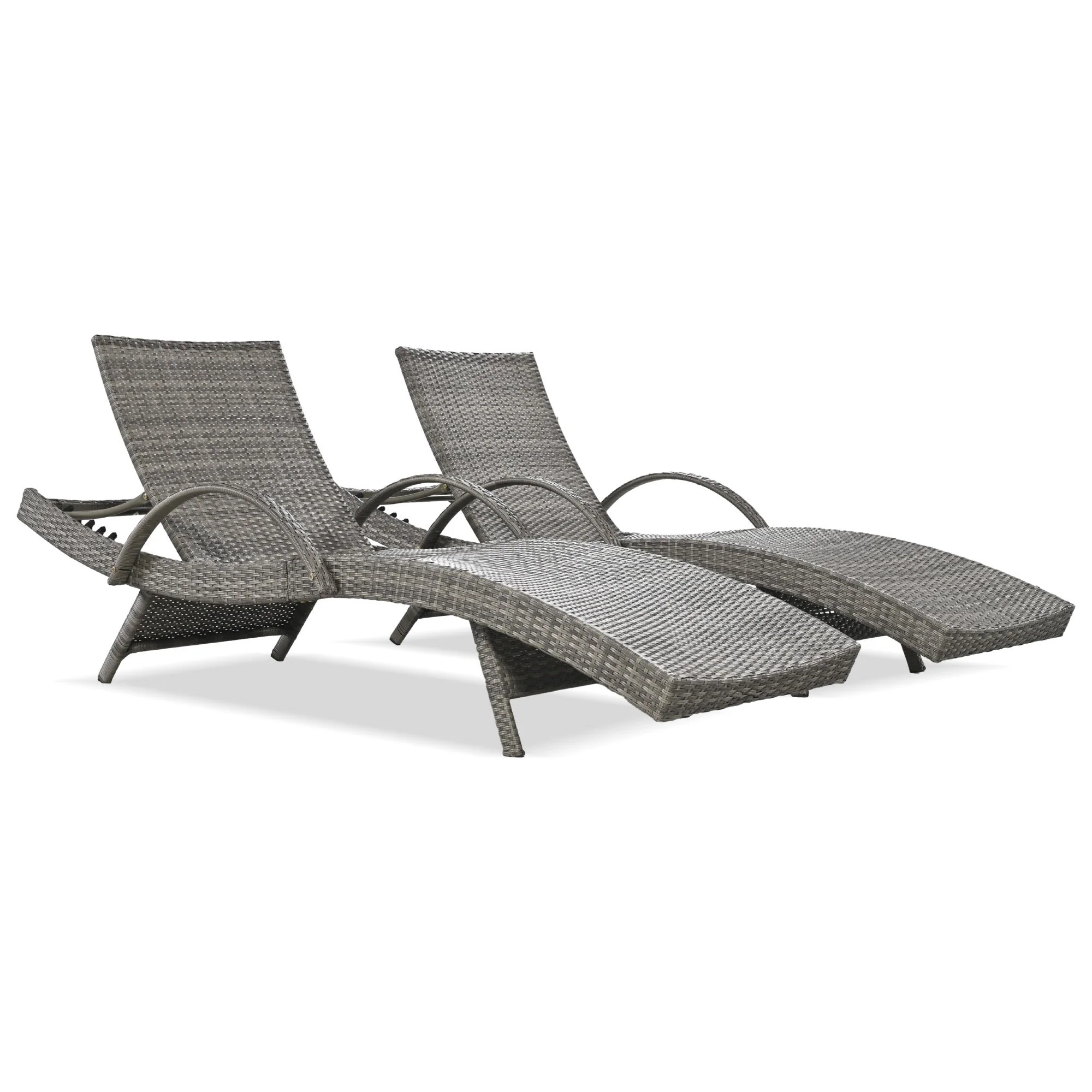 K&K 80'' Outdoor Wicker Chaise Lounge Chairs Set of 2 - Image 13