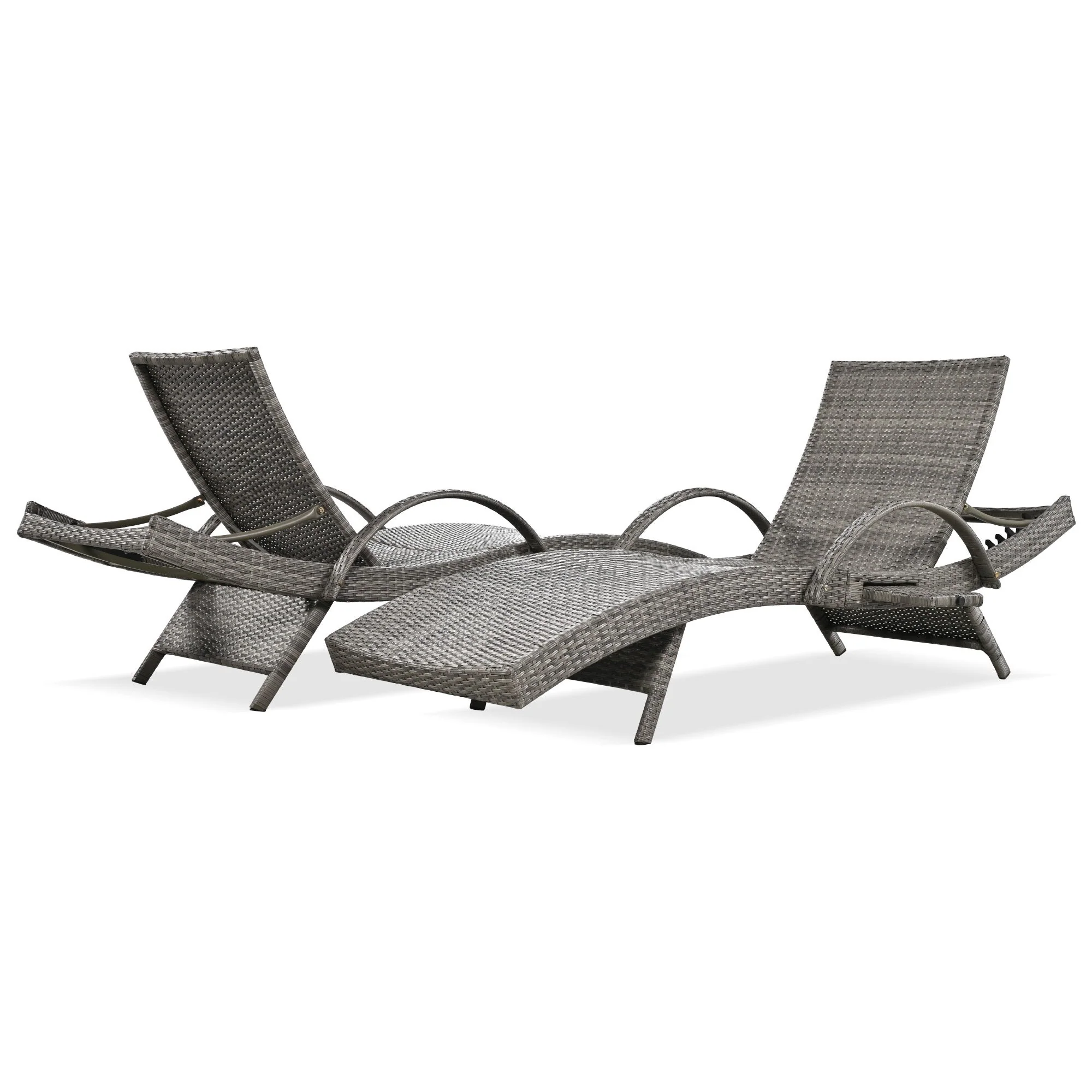 K&K 80'' Outdoor Wicker Chaise Lounge Chairs Set of 2 - Image 15