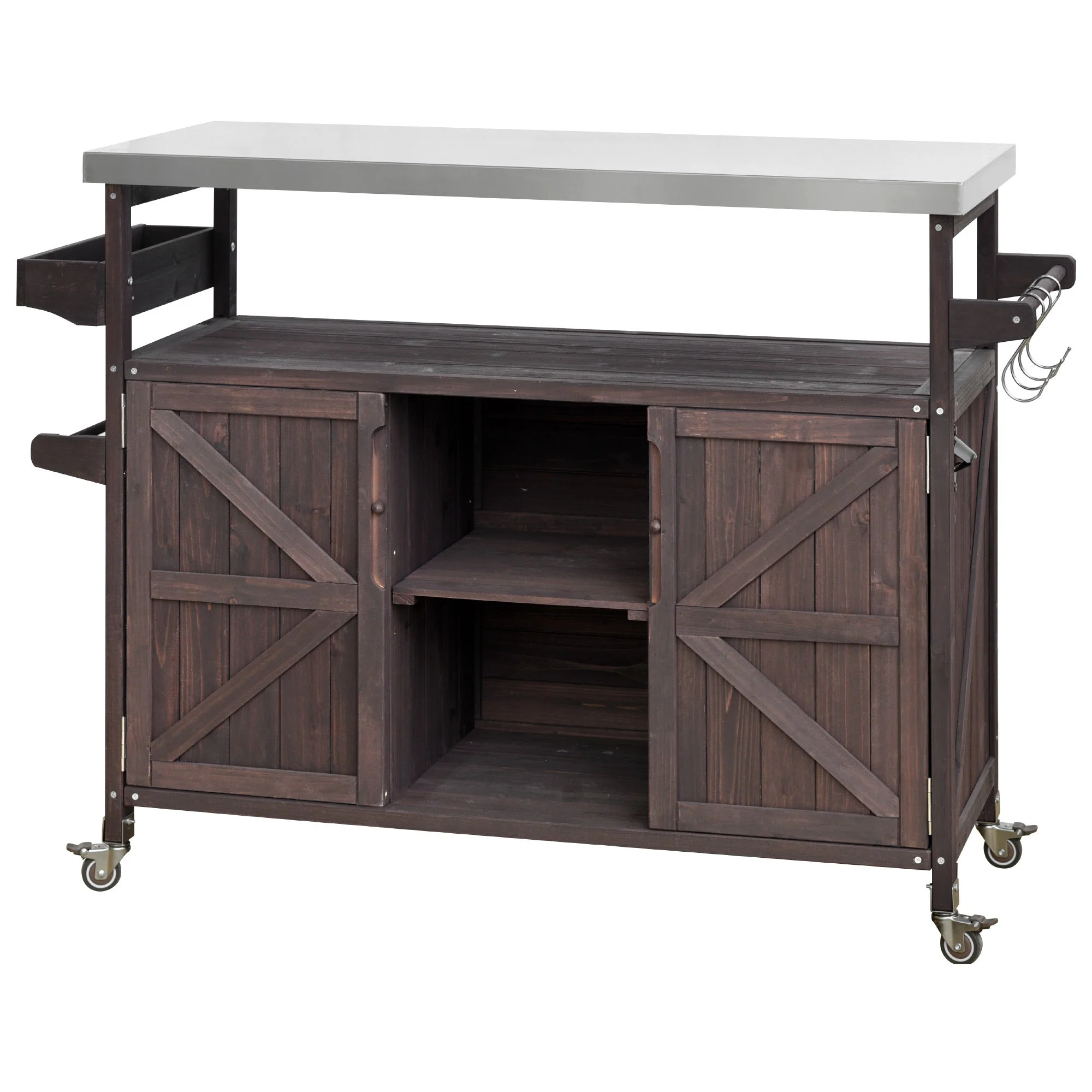 K&K Outdoor Kitchen Island, Rolling Bar Cart & Storage Cabinet - Image 12