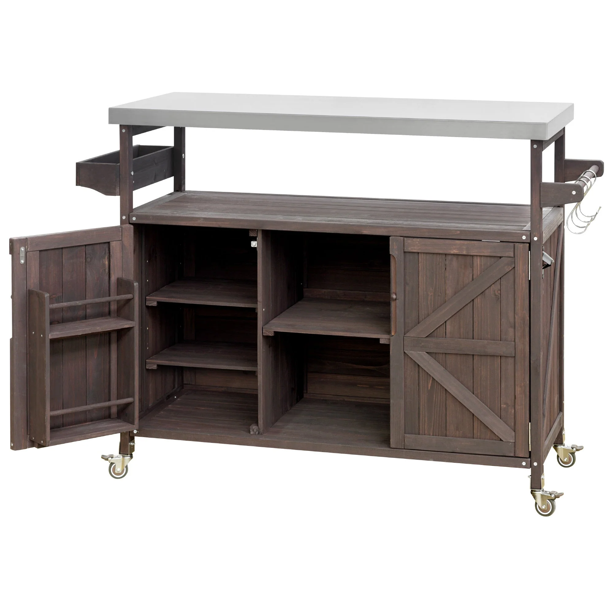 K&K Outdoor Kitchen Island, Rolling Bar Cart & Storage Cabinet - Image 14