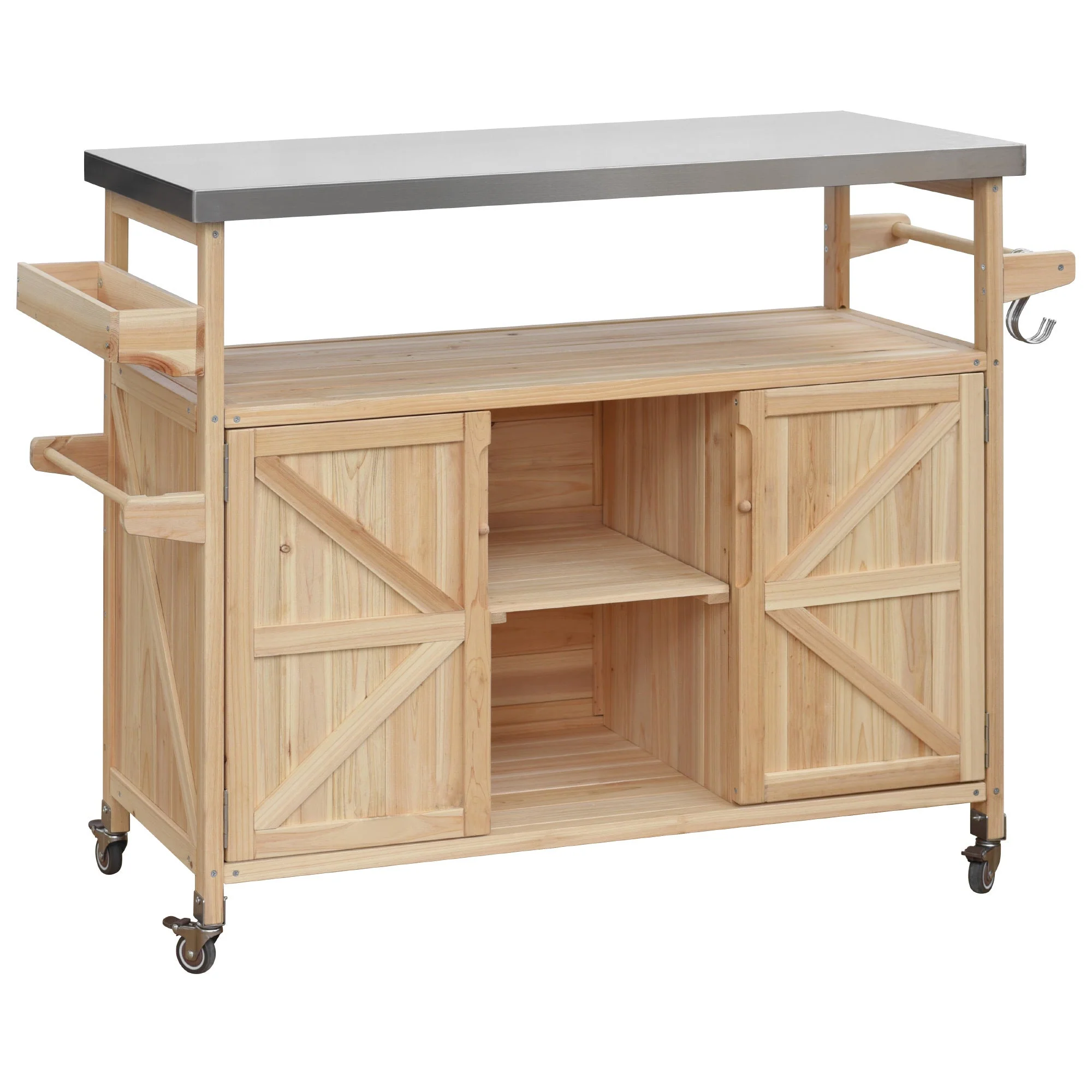 K&K Outdoor Kitchen Island, Rolling Bar Cart & Storage Cabinet - Image 12