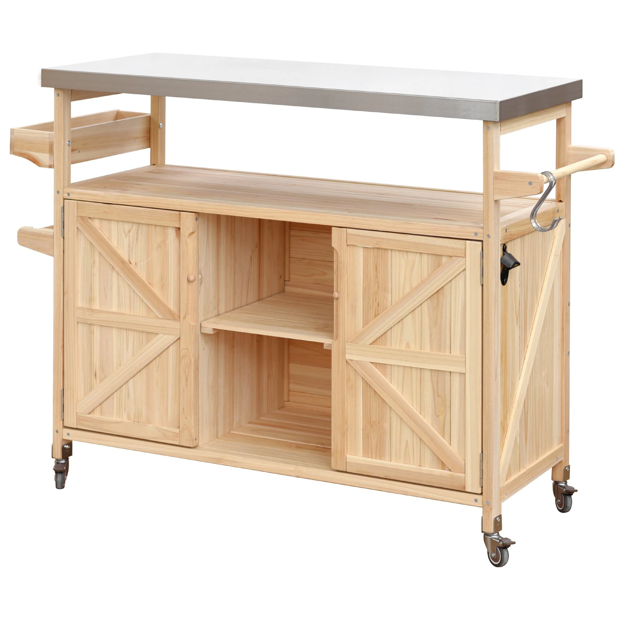 K&K Outdoor Kitchen Island, Rolling Bar Cart & Storage Cabinet - Image 14
