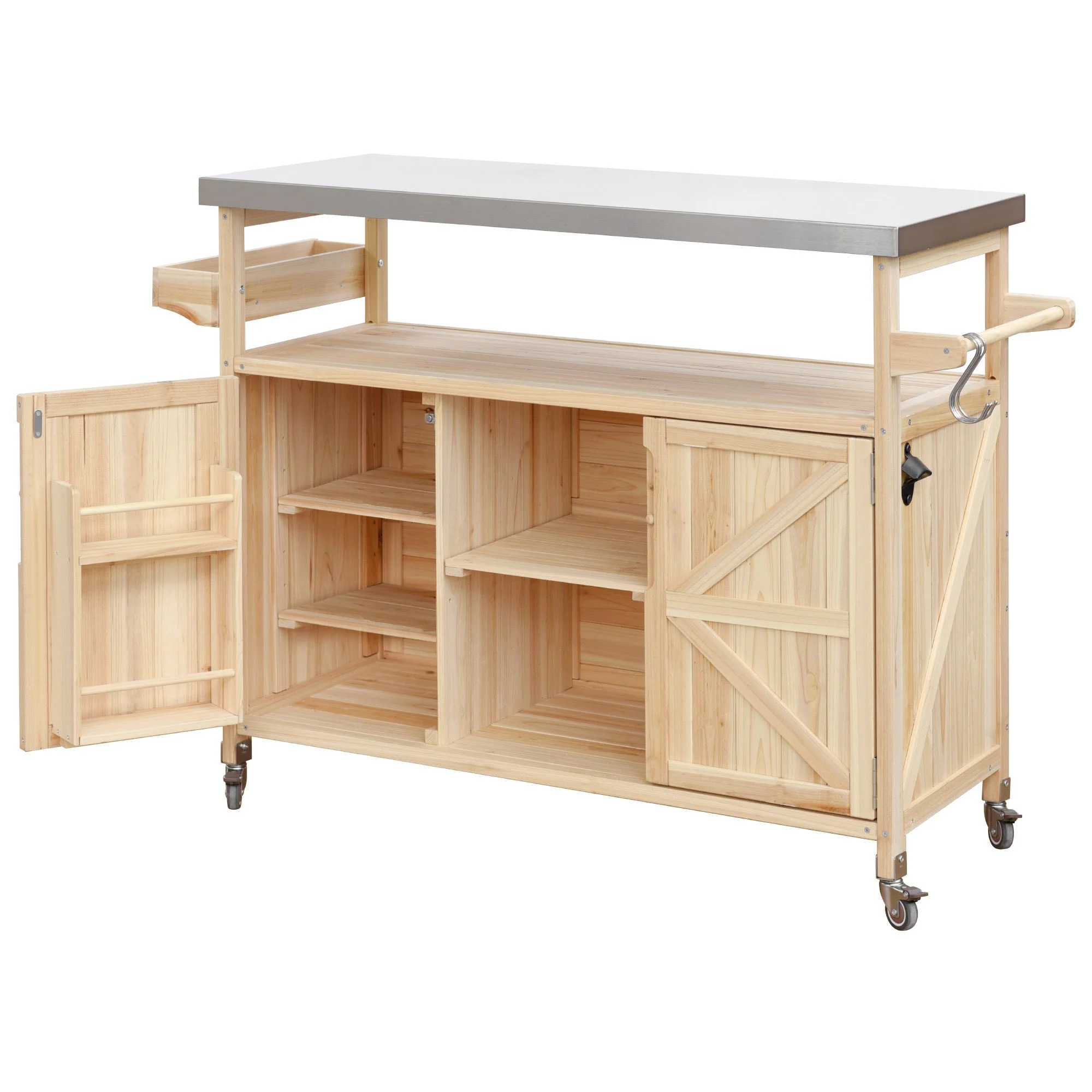 K&K Outdoor Kitchen Island, Rolling Bar Cart & Storage Cabinet - Image 15