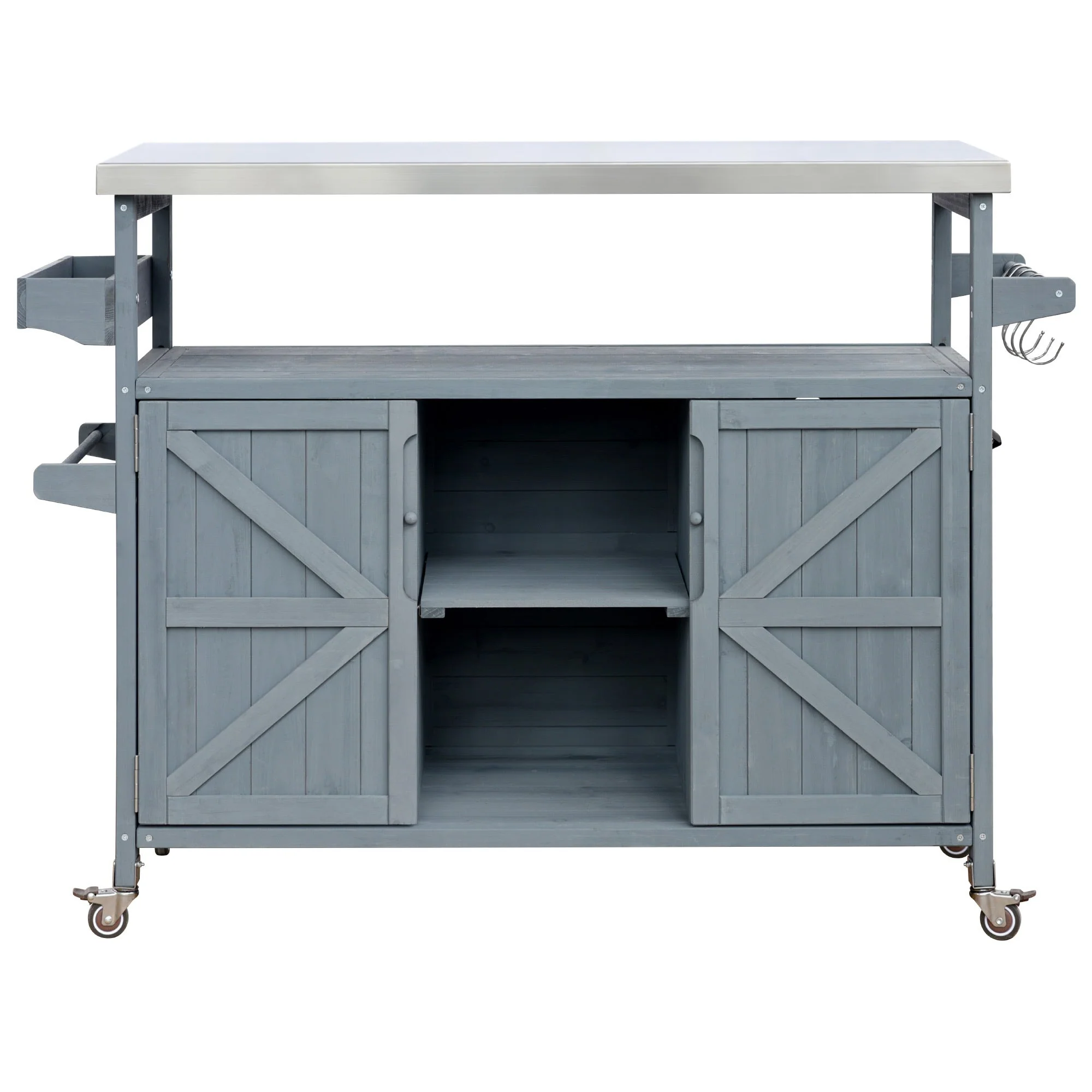 K&K Outdoor Kitchen Island, Rolling Bar Cart & Storage Cabinet - Image 12