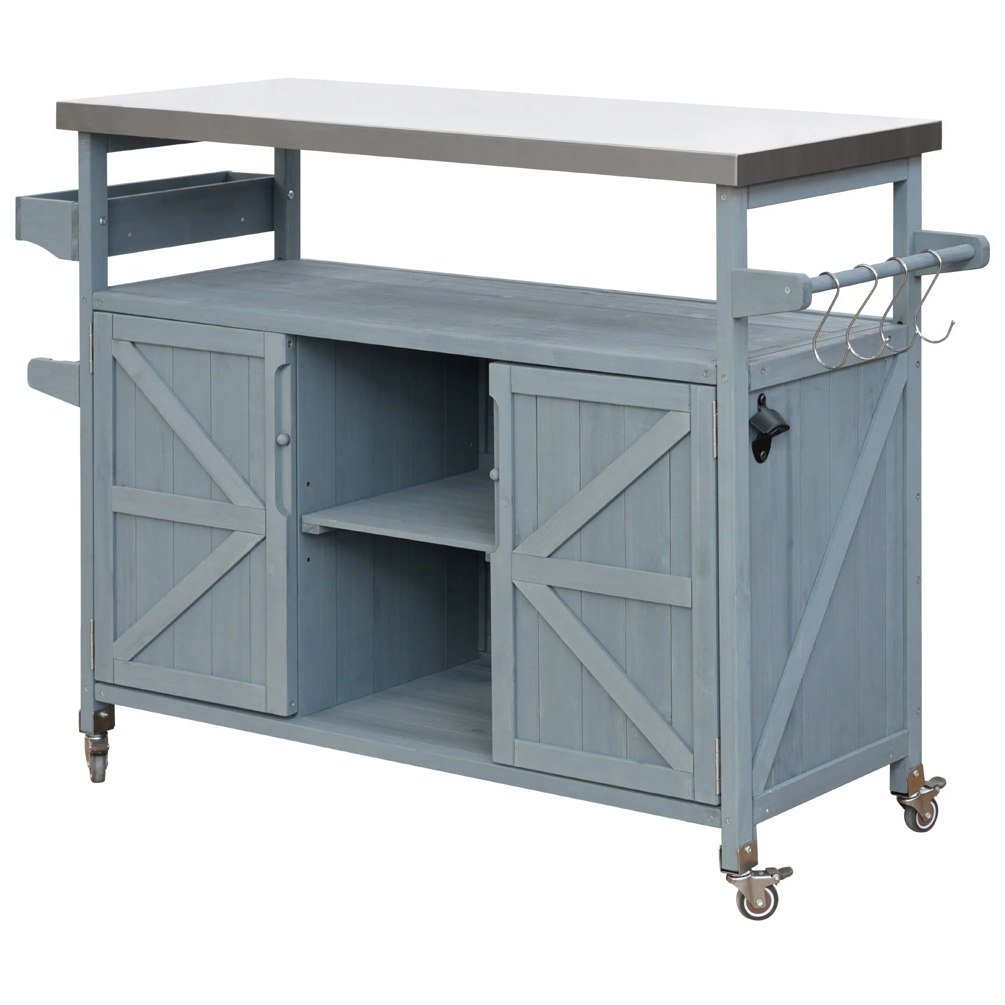 K&K Outdoor Kitchen Island, Rolling Bar Cart & Storage Cabinet - Image 13