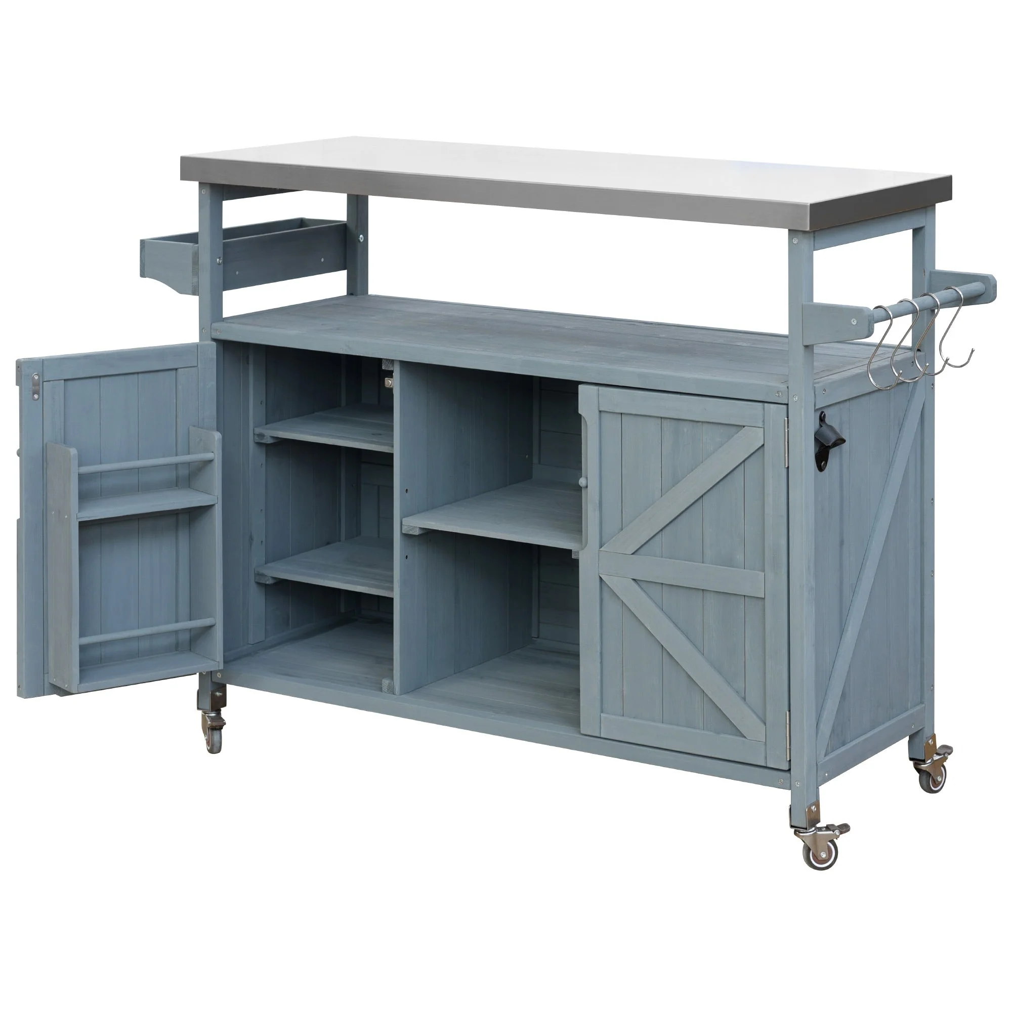 K&K Outdoor Kitchen Island, Rolling Bar Cart & Storage Cabinet - Image 14