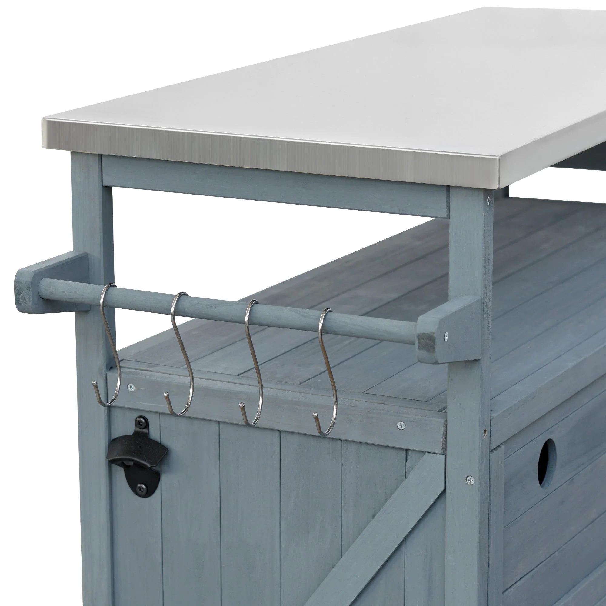 K&K Outdoor Kitchen Island, Rolling Bar Cart & Storage Cabinet - Image 18