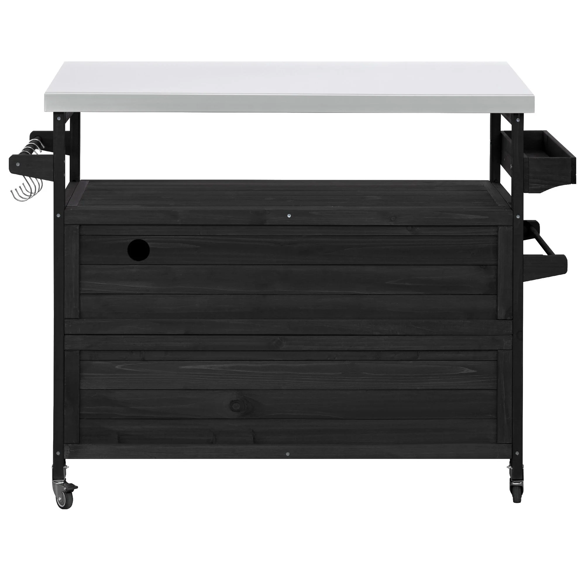 K&K Outdoor Kitchen Island with Rolling Bar Cart and Storage Cabinet - Image 13