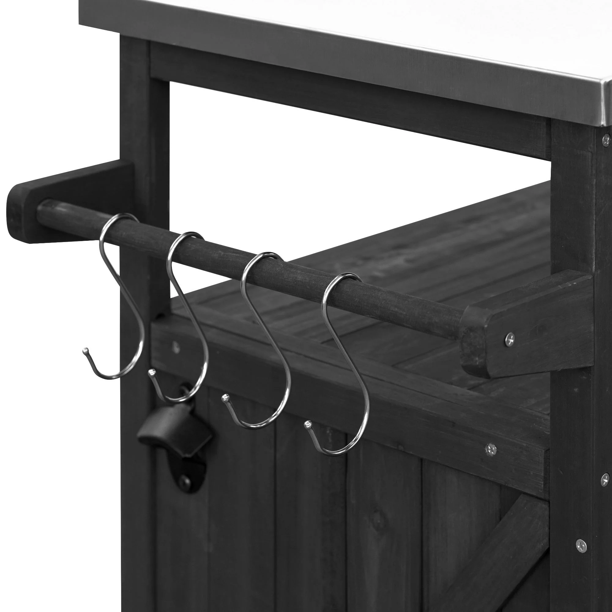 K&K Outdoor Kitchen Island with Rolling Bar Cart and Storage Cabinet - Image 14