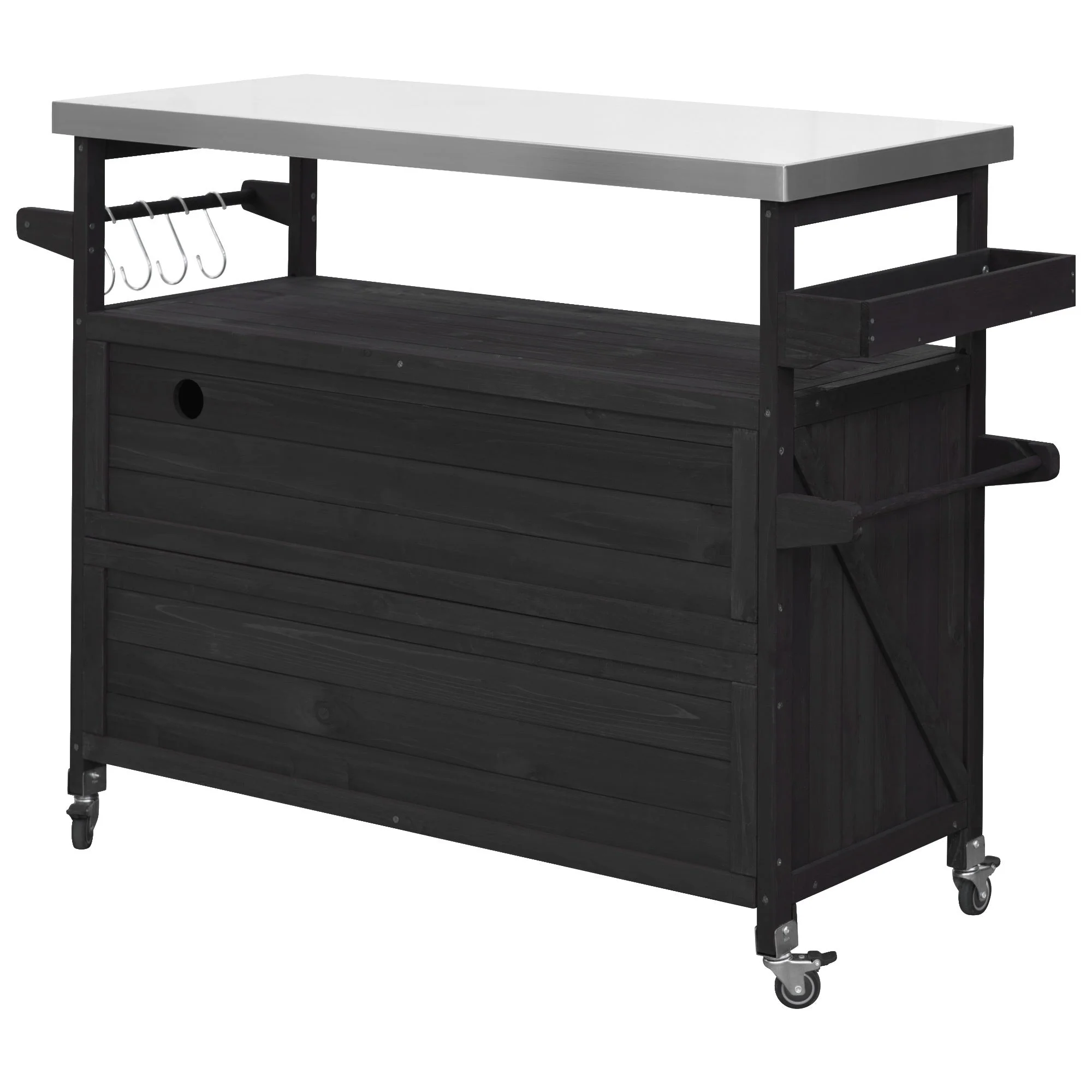 K&K Outdoor Kitchen Island with Rolling Bar Cart and Storage Cabinet - Image 21