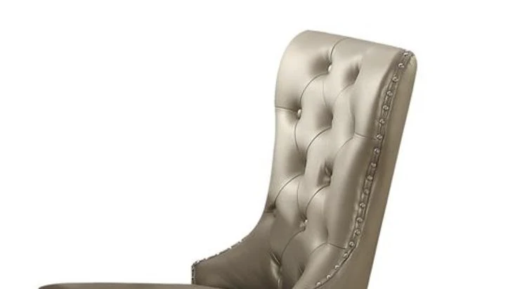 Kacela - Synthetic Leather Side Chair (Set of 2) - Champagne - Image 4