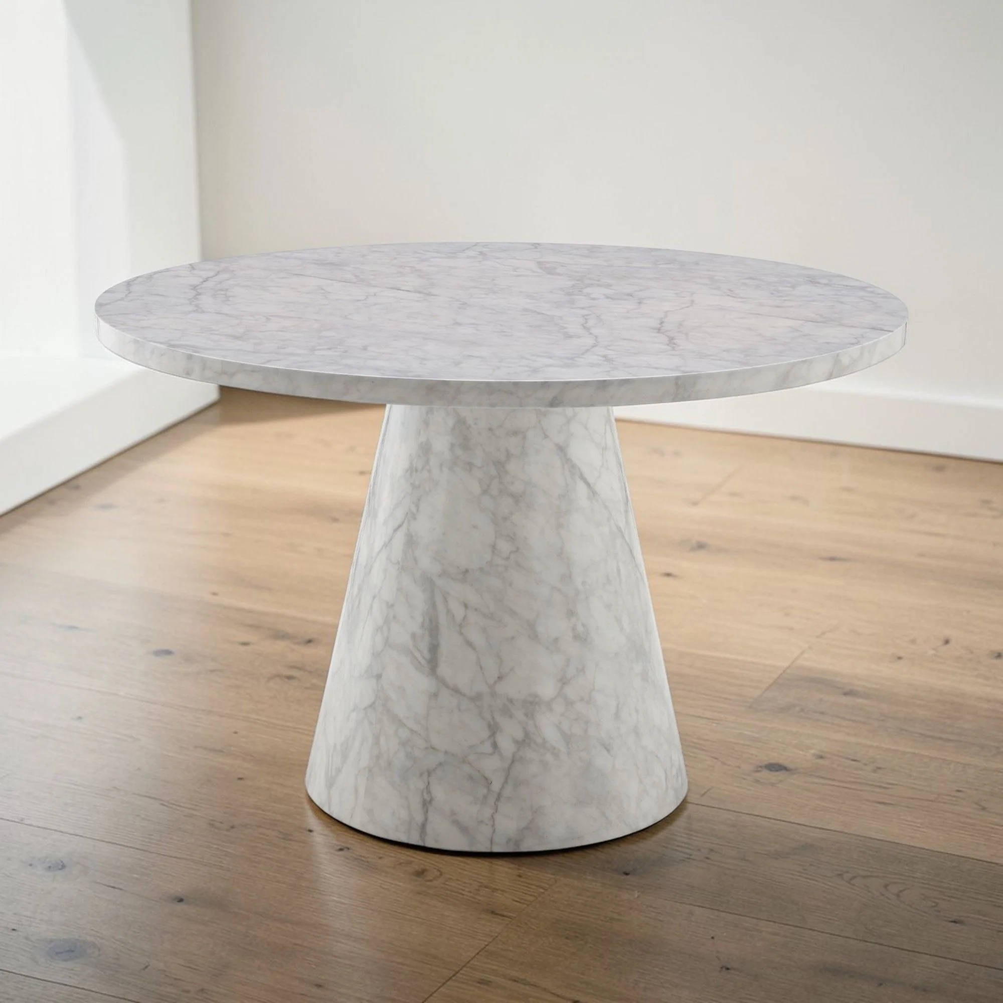 Kacey - Natural Engineered Stone Round Dining Table - Stone Gray - Image 2