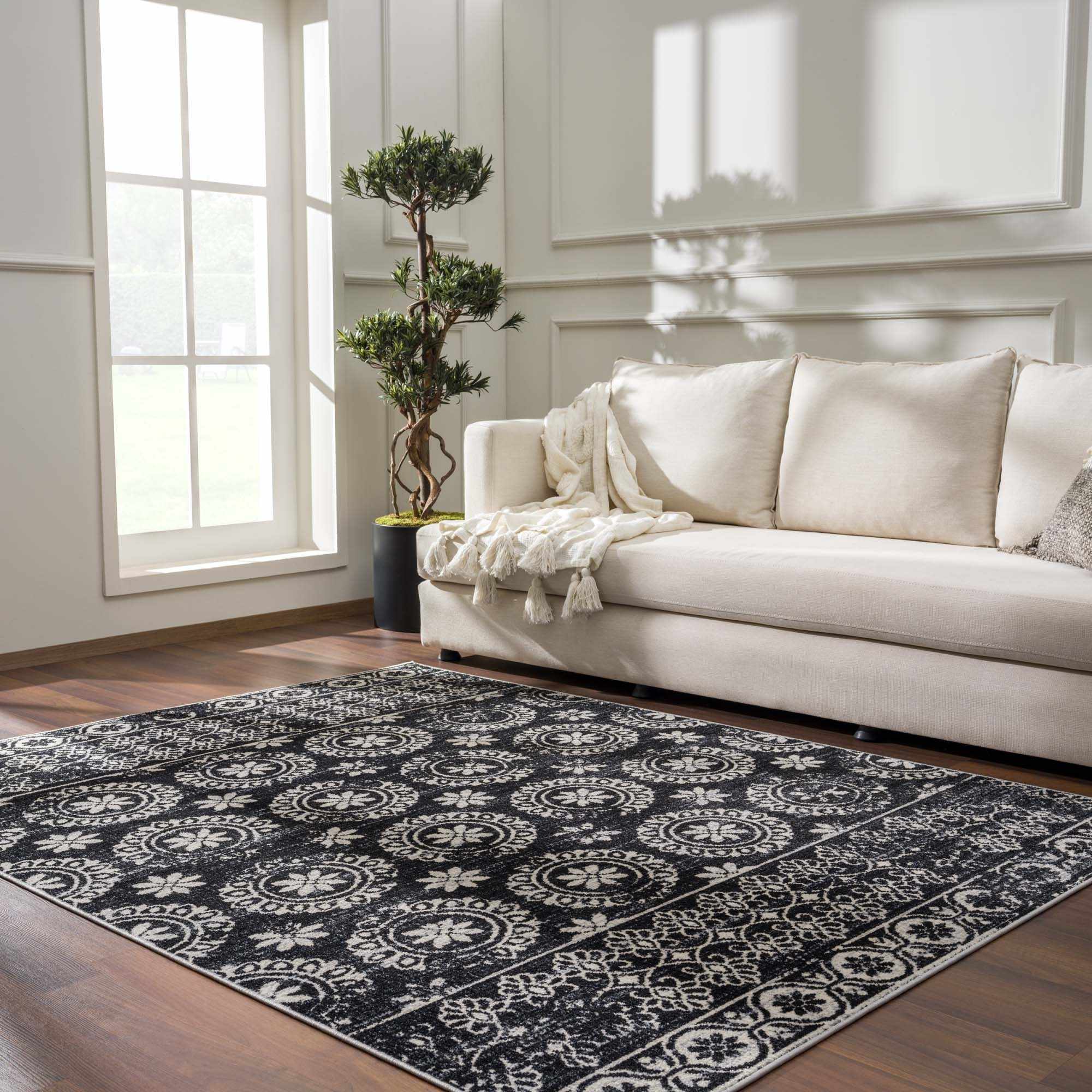 Kahraman Black & White Washable Rug - Image 2