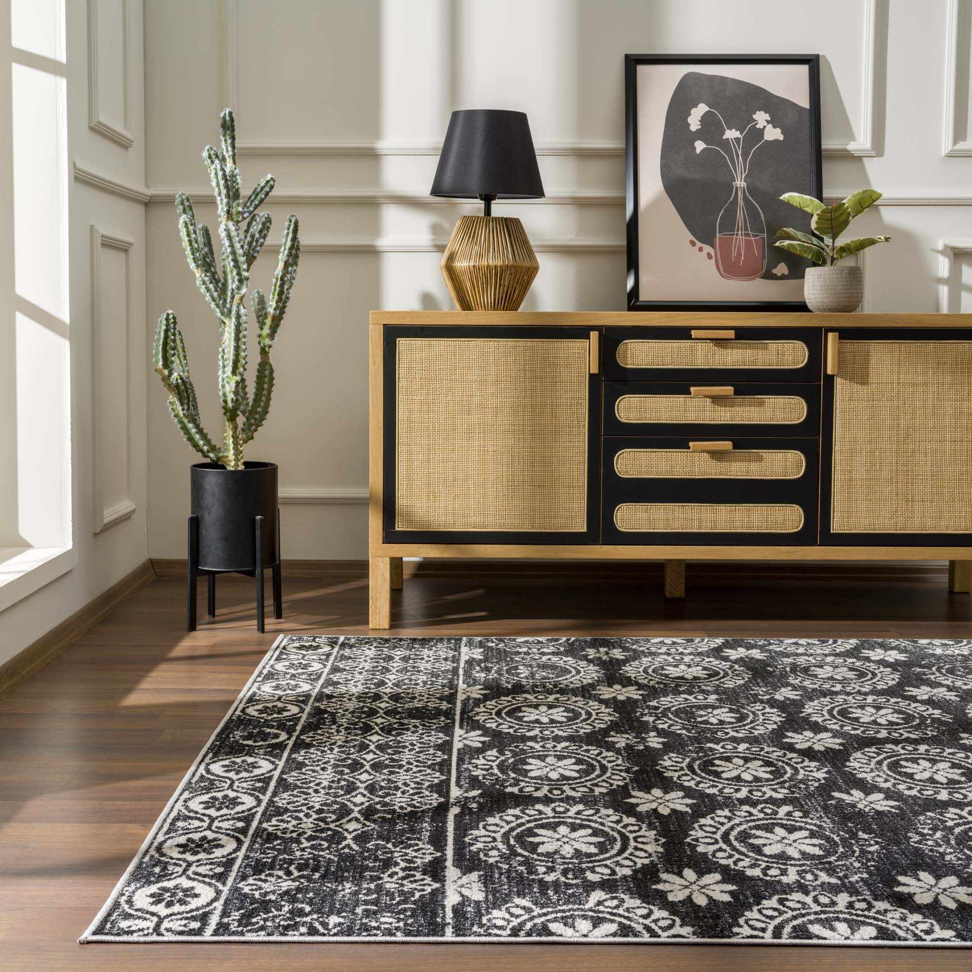 Kahraman Black & White Washable Rug - Image 3
