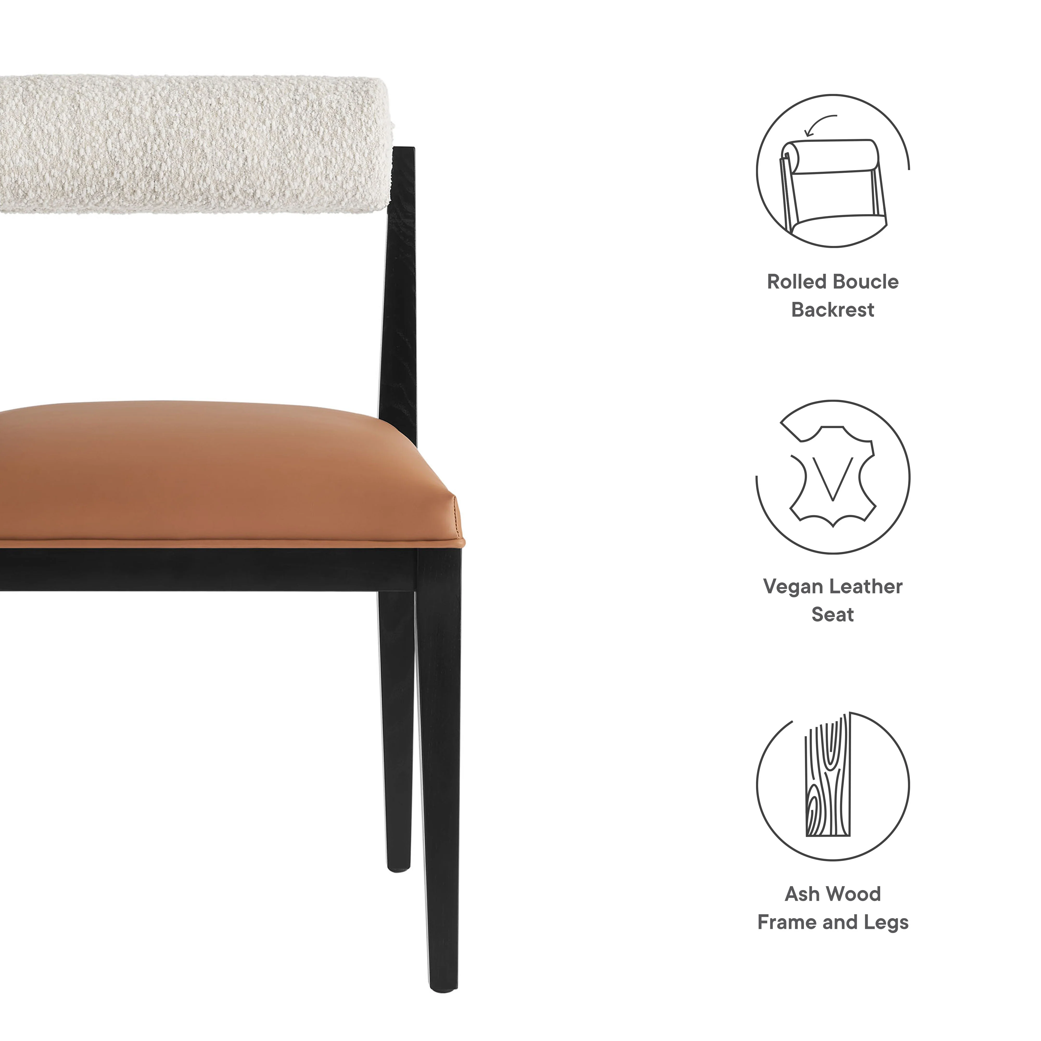 Kai Boucle and Vegan Leather Dining Chair by Modway - Image 3