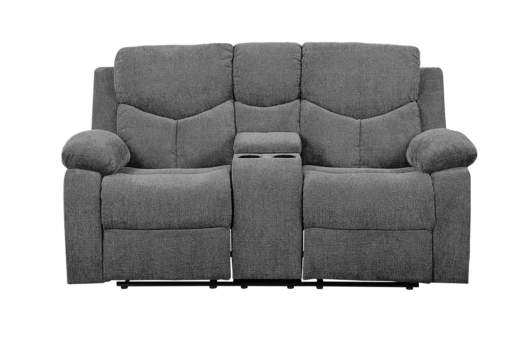 Kalen - Chenille Loveseat With Console - Gray - Image 3