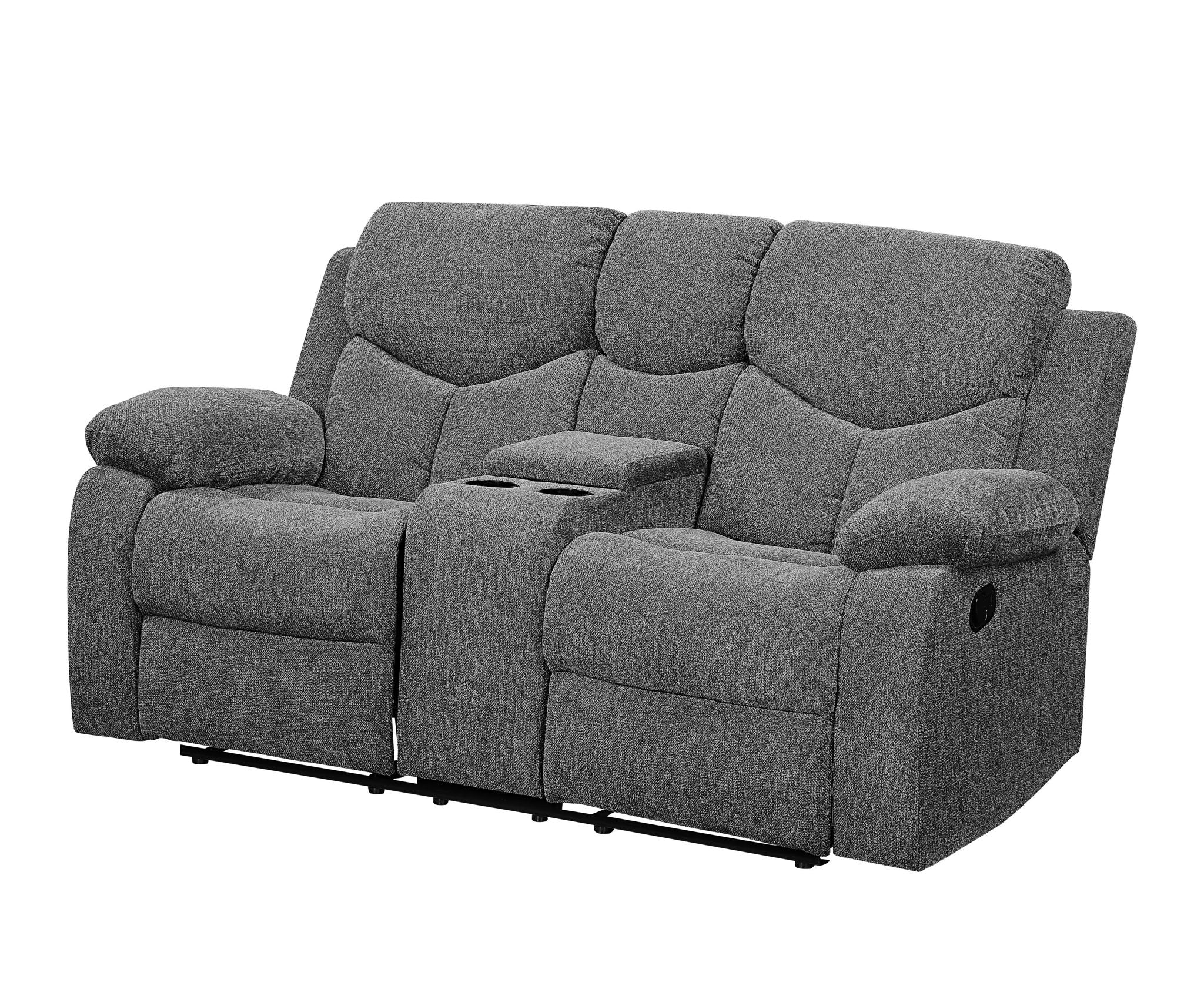 Kalen - Chenille Loveseat With Console - Gray - Image 4