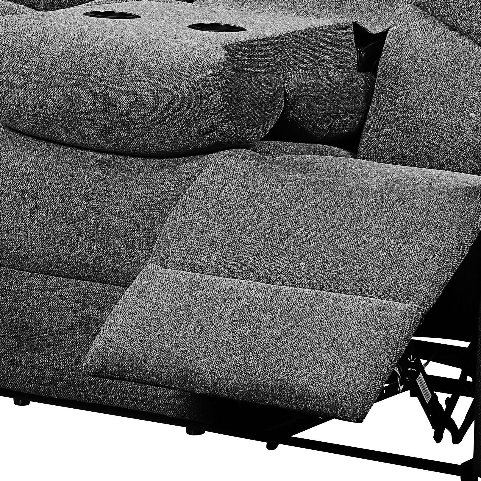 Kalen - Chenille Sofa With Drop Down Table - Gray - Image 4