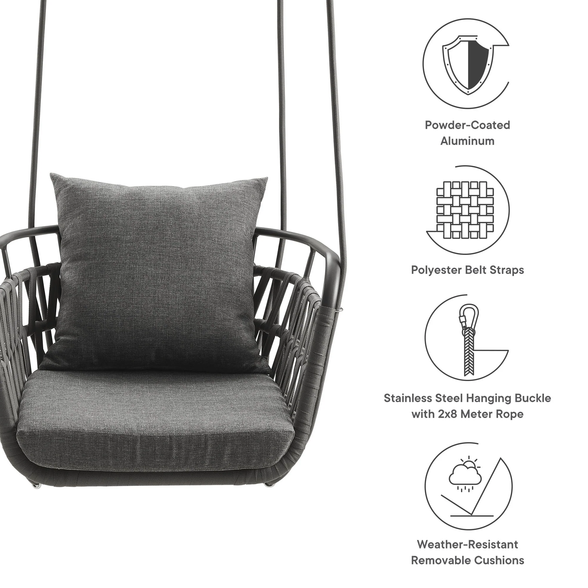 Kaliah Outdoor Patio Aluminum Swing Chair by Modway - Image 13