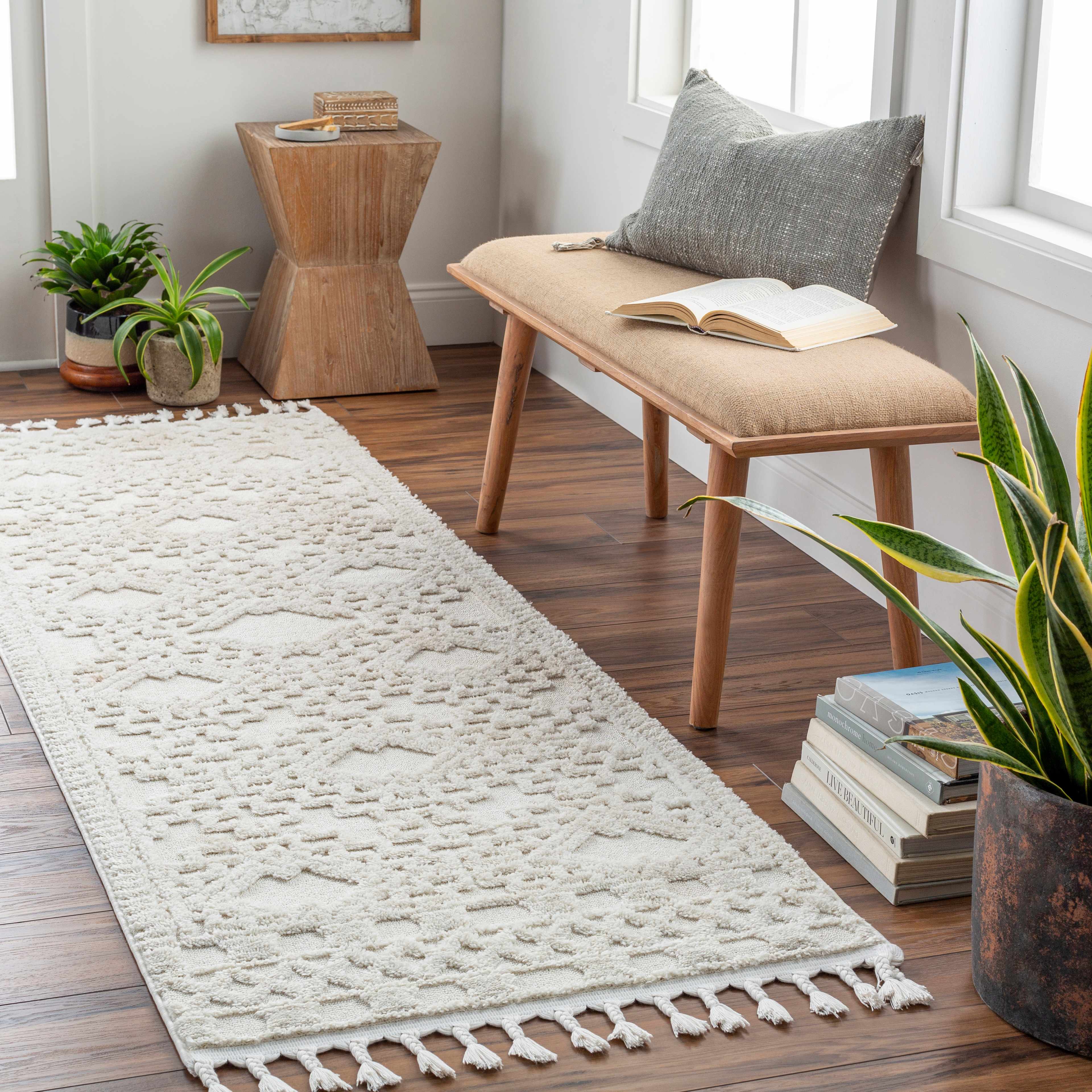 Kalkan High/Low Pile Rug with Tassels - Clearance - Image 14