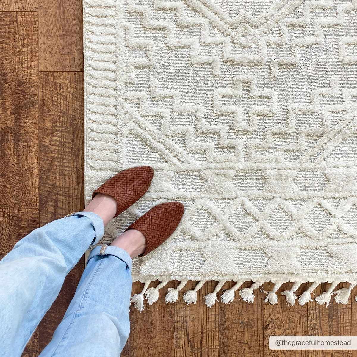Kalkan High/Low Pile Rug with Tassels - Clearance - Image 5