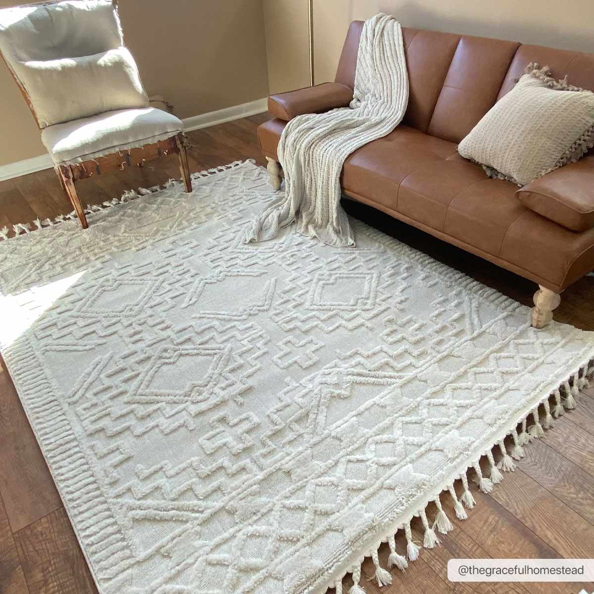Kalkan High/Low Pile Rug with Tassels - Clearance - Image 6