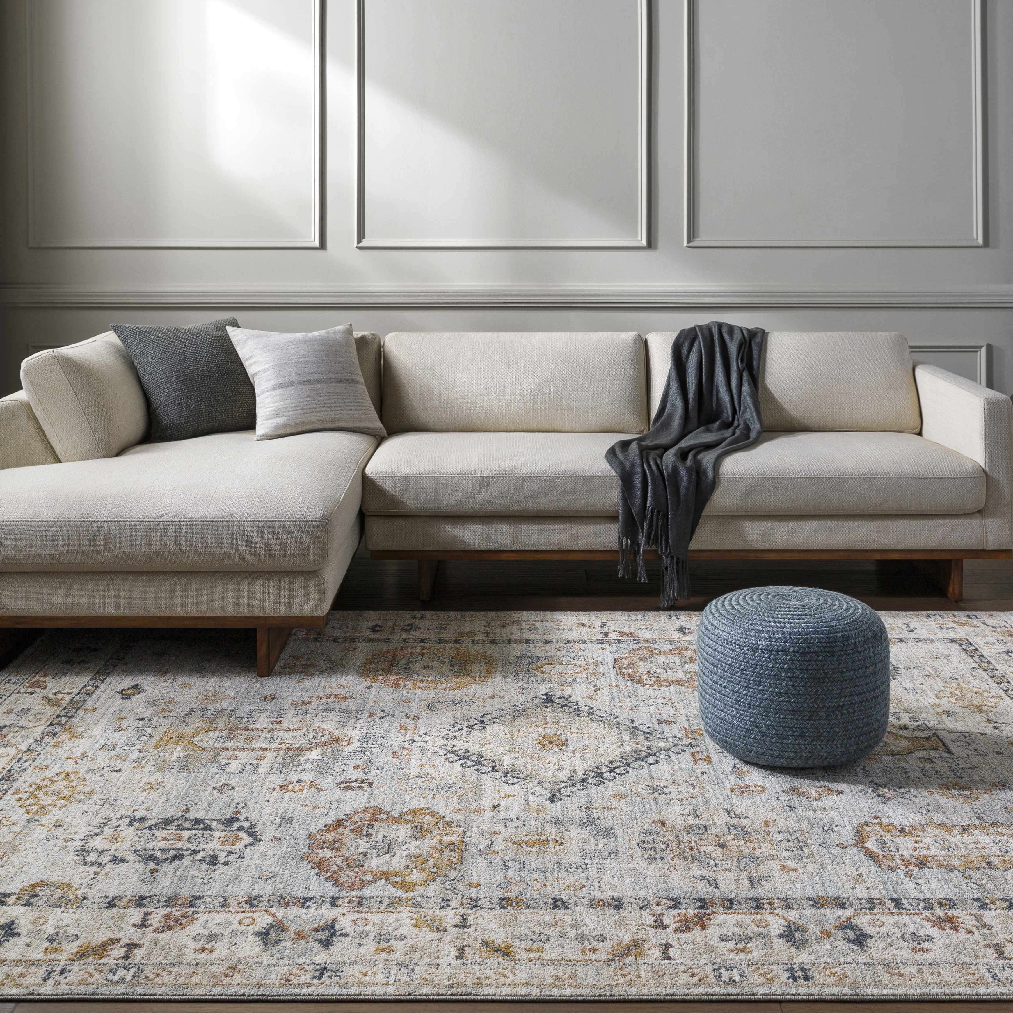 Kamau Cream & Blue Area Rug - Clearance - Image 7