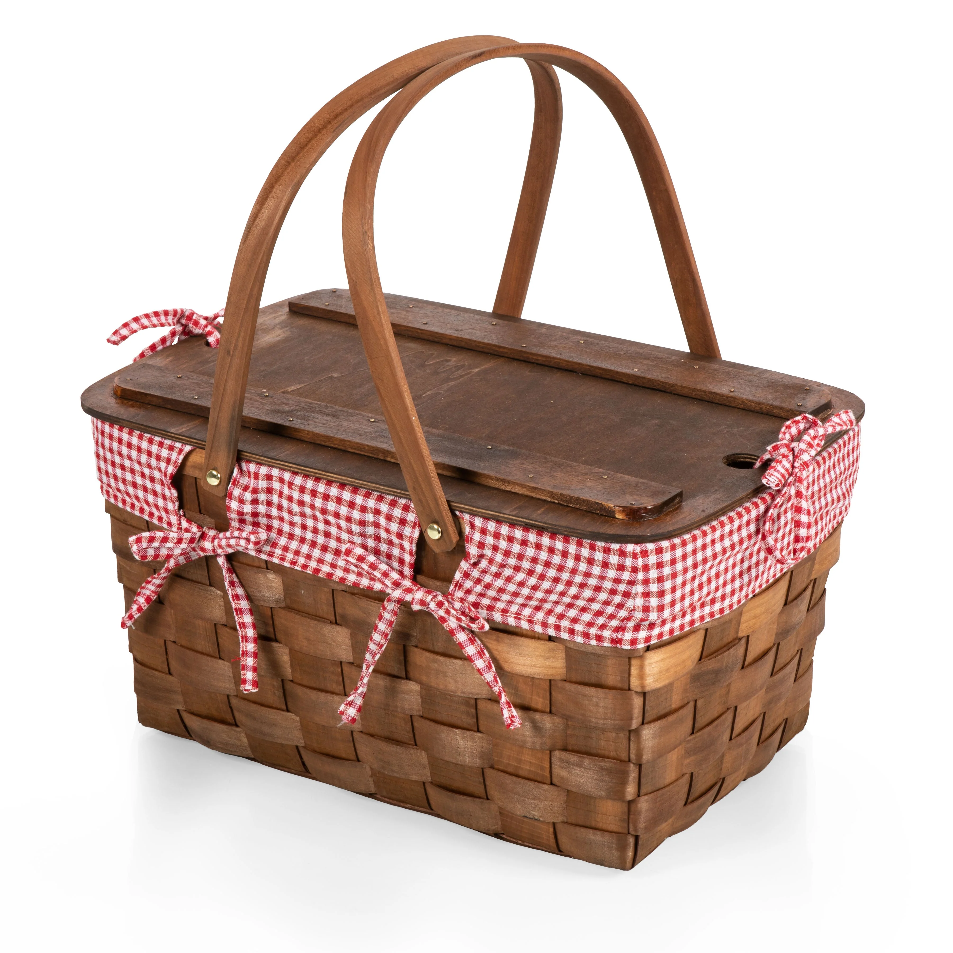 Kansas Handwoven Wood Picnic Basket - Image 10