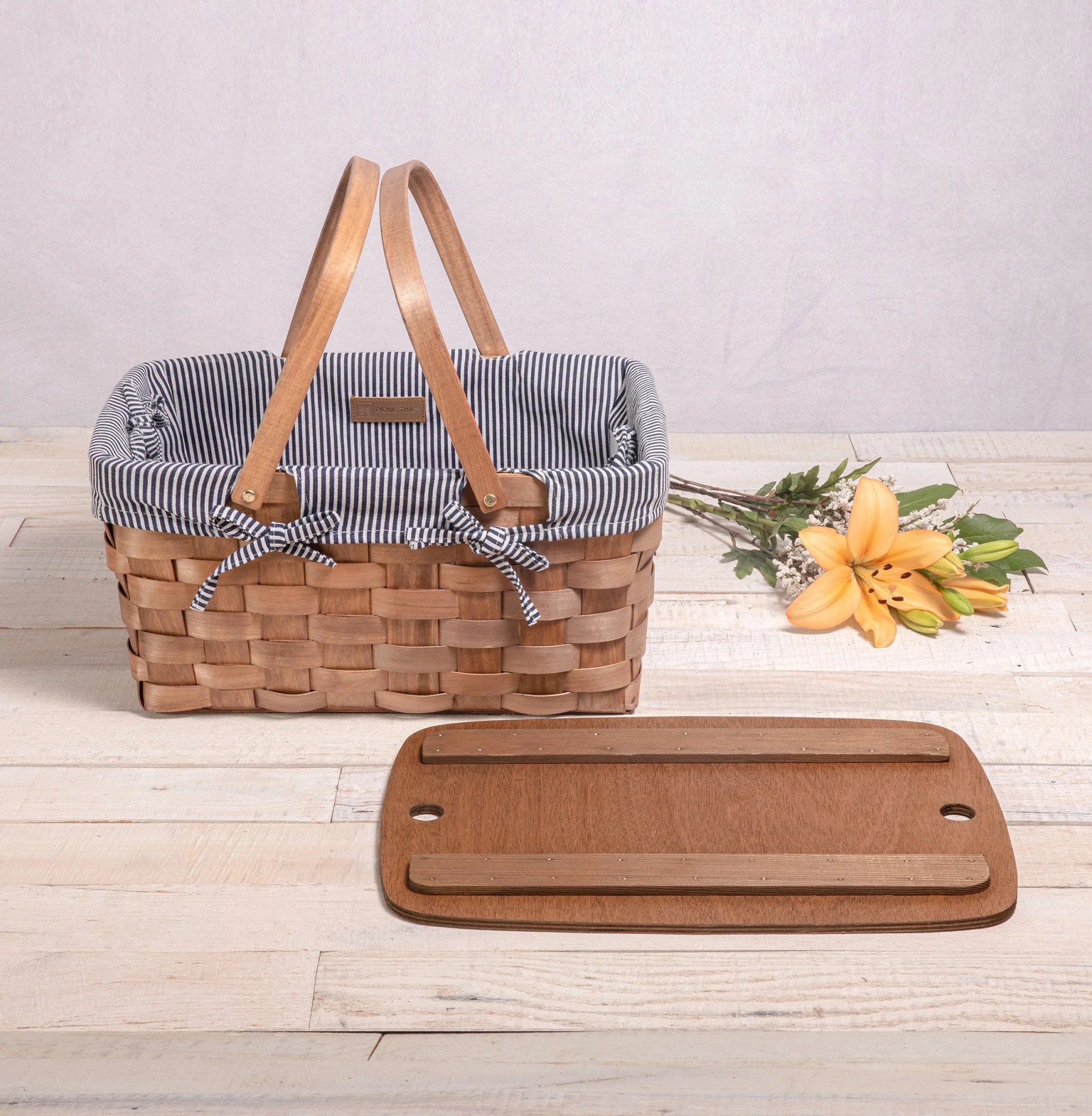 Kansas Handwoven Wood Picnic Basket - Image 14
