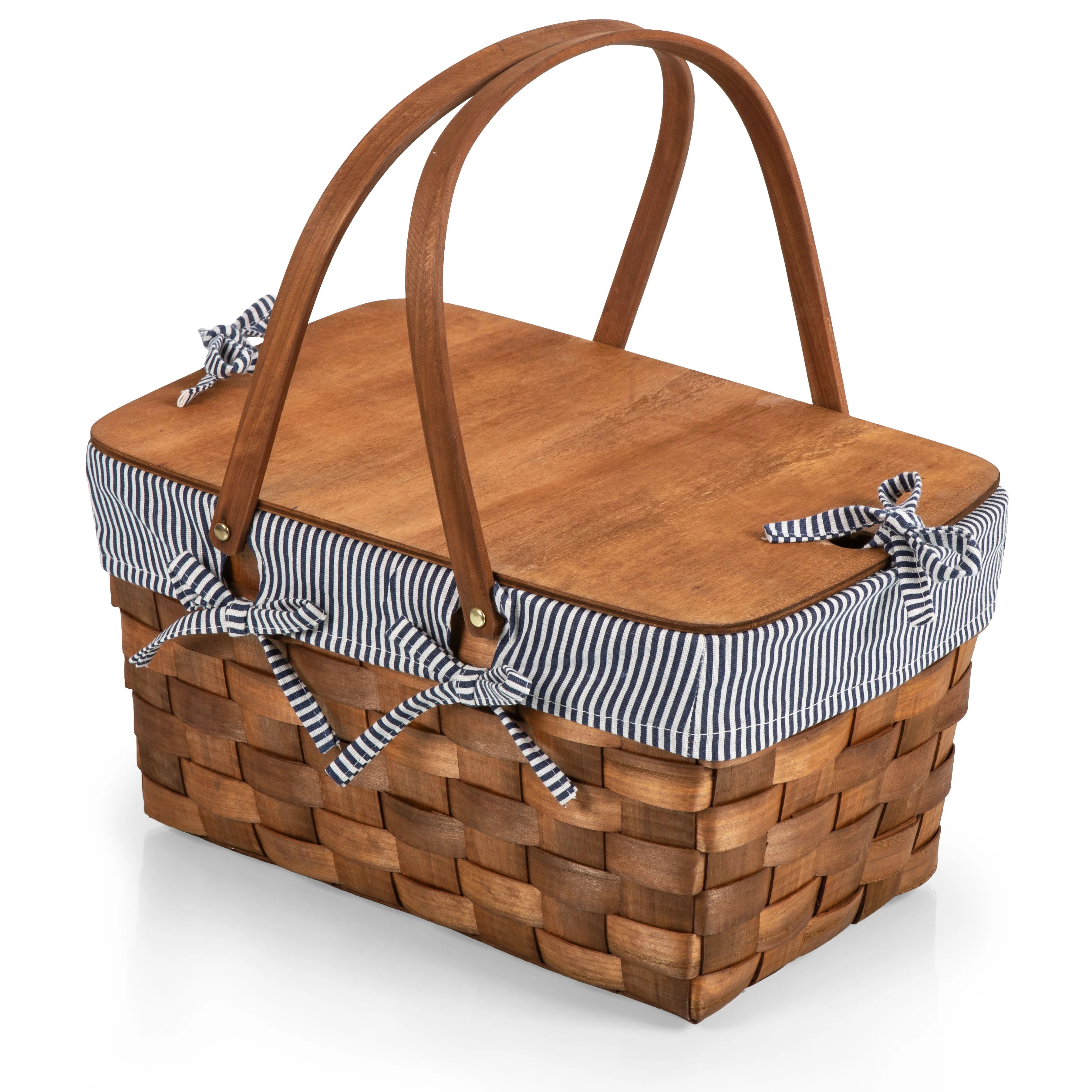 Kansas Handwoven Wood Picnic Basket - Image 15