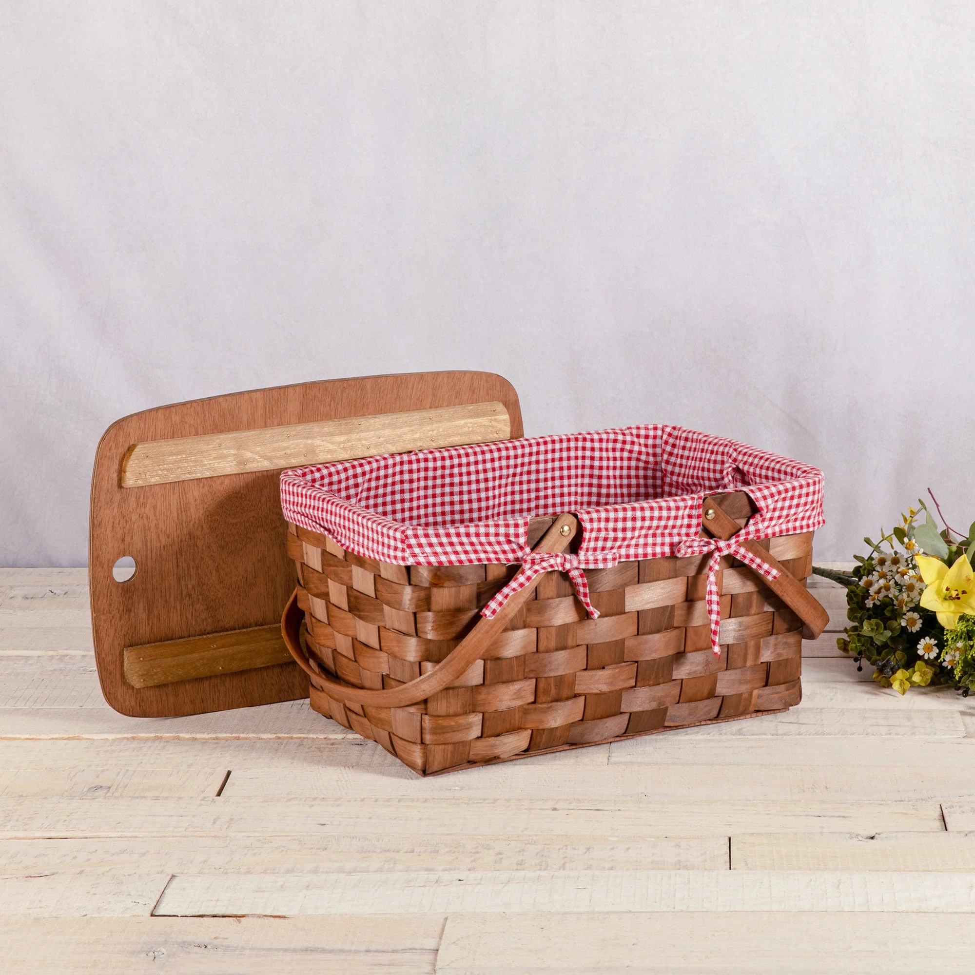 Kansas Handwoven Wood Picnic Basket - Image 2
