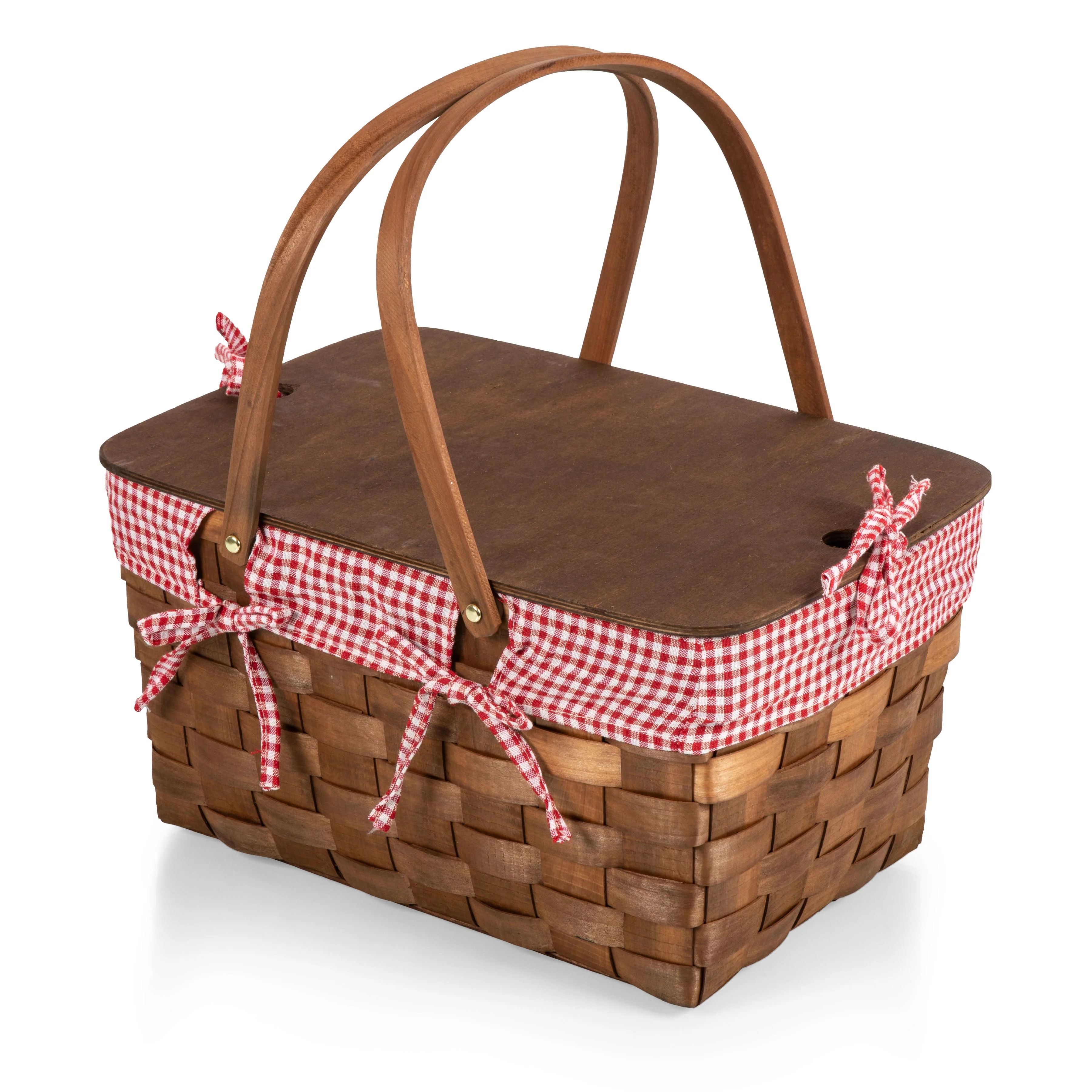 Kansas Handwoven Wood Picnic Basket - Image 3