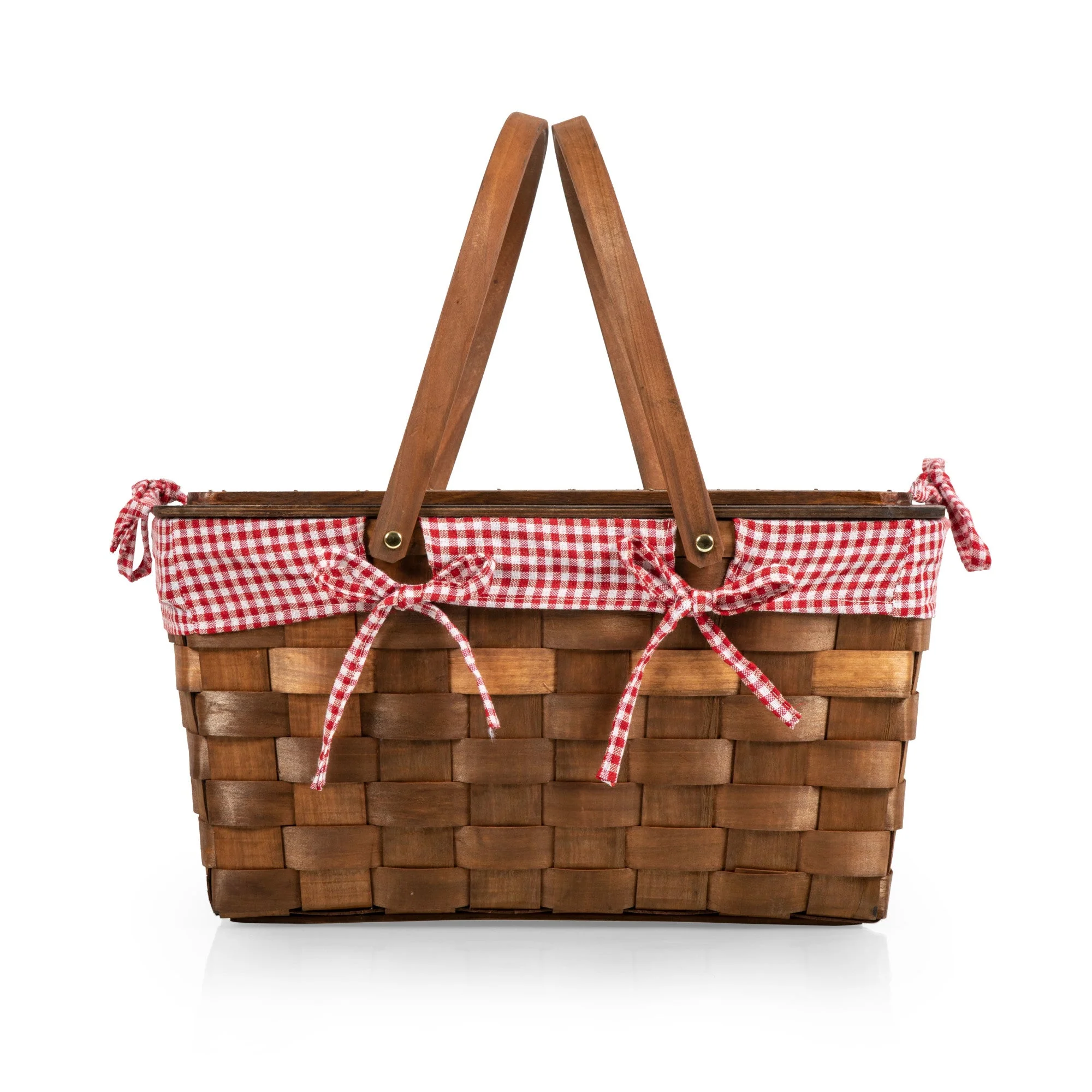 Kansas Handwoven Wood Picnic Basket - Image 5